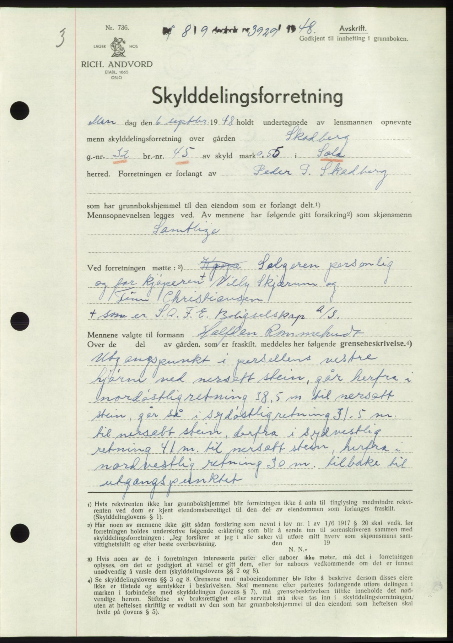 Jæren sorenskriveri, SAST/A-100310/03/G/Gba/L0100: Pantebok, 1948-1948, Dagboknr: 3929/1948