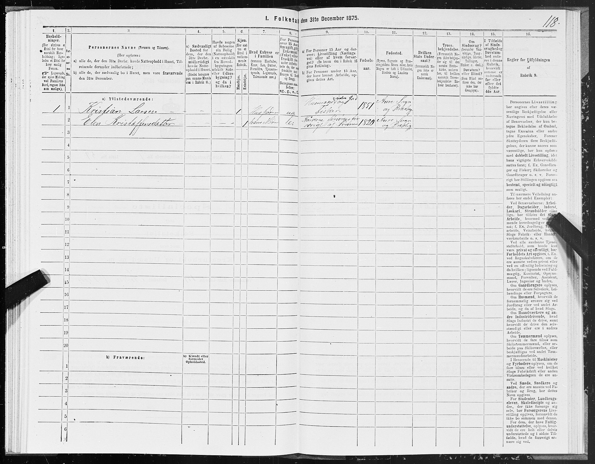 SAT, Folketelling 1875 for 1569P Aure prestegjeld, 1875, s. 1118