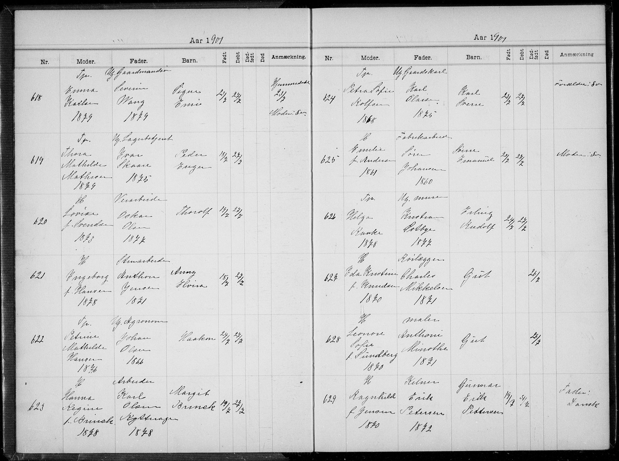 Rikshospitalet prestekontor Kirkebøker, AV/SAO-A-10309b/K/L0005/0002: Dåpsbok nr. 5.2, 1901-1903