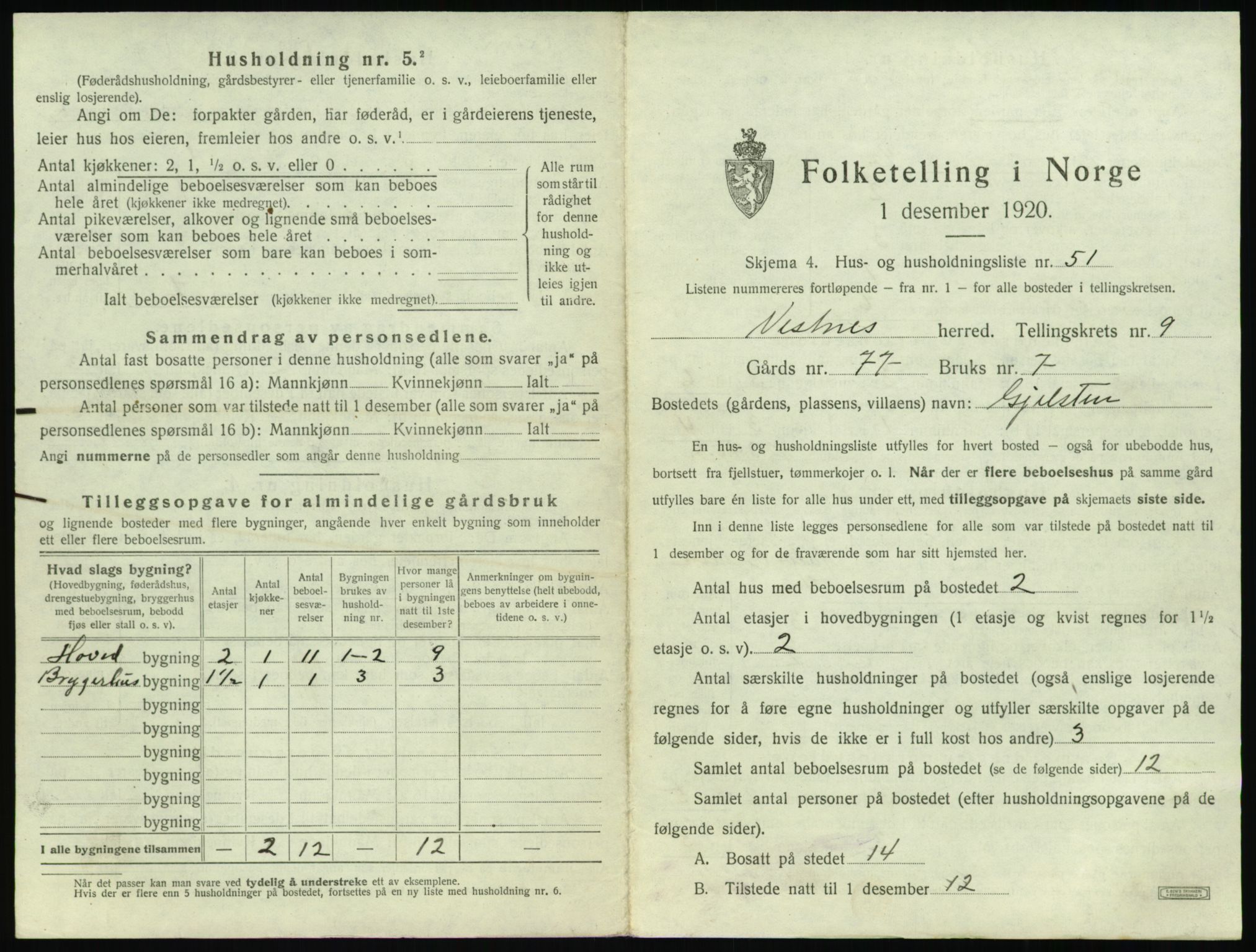 SAT, Folketelling 1920 for 1535 Vestnes herred, 1920, s. 1037
