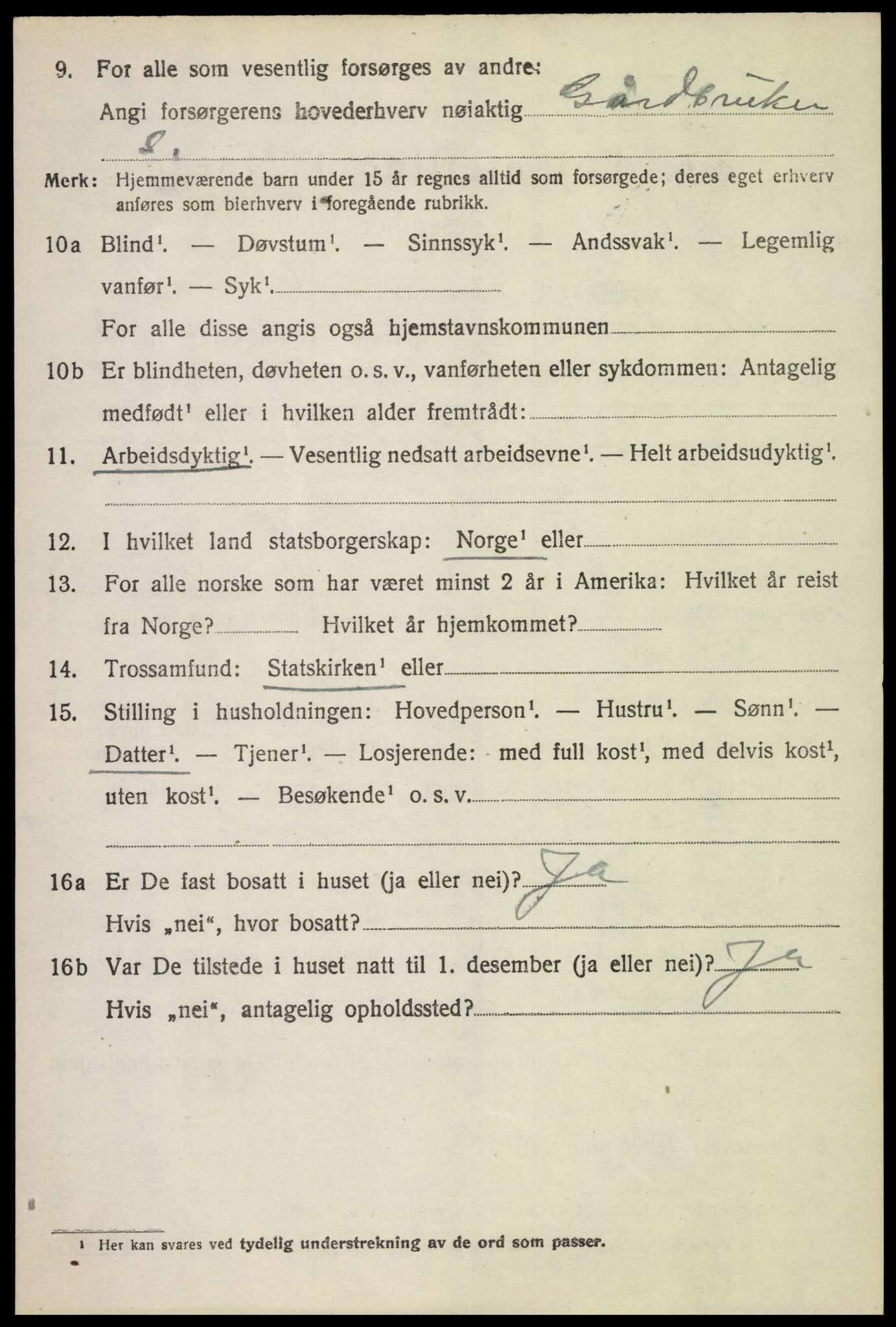 SAH, Folketelling 1920 for 0518 Nord-Fron herred, 1920, s. 3119