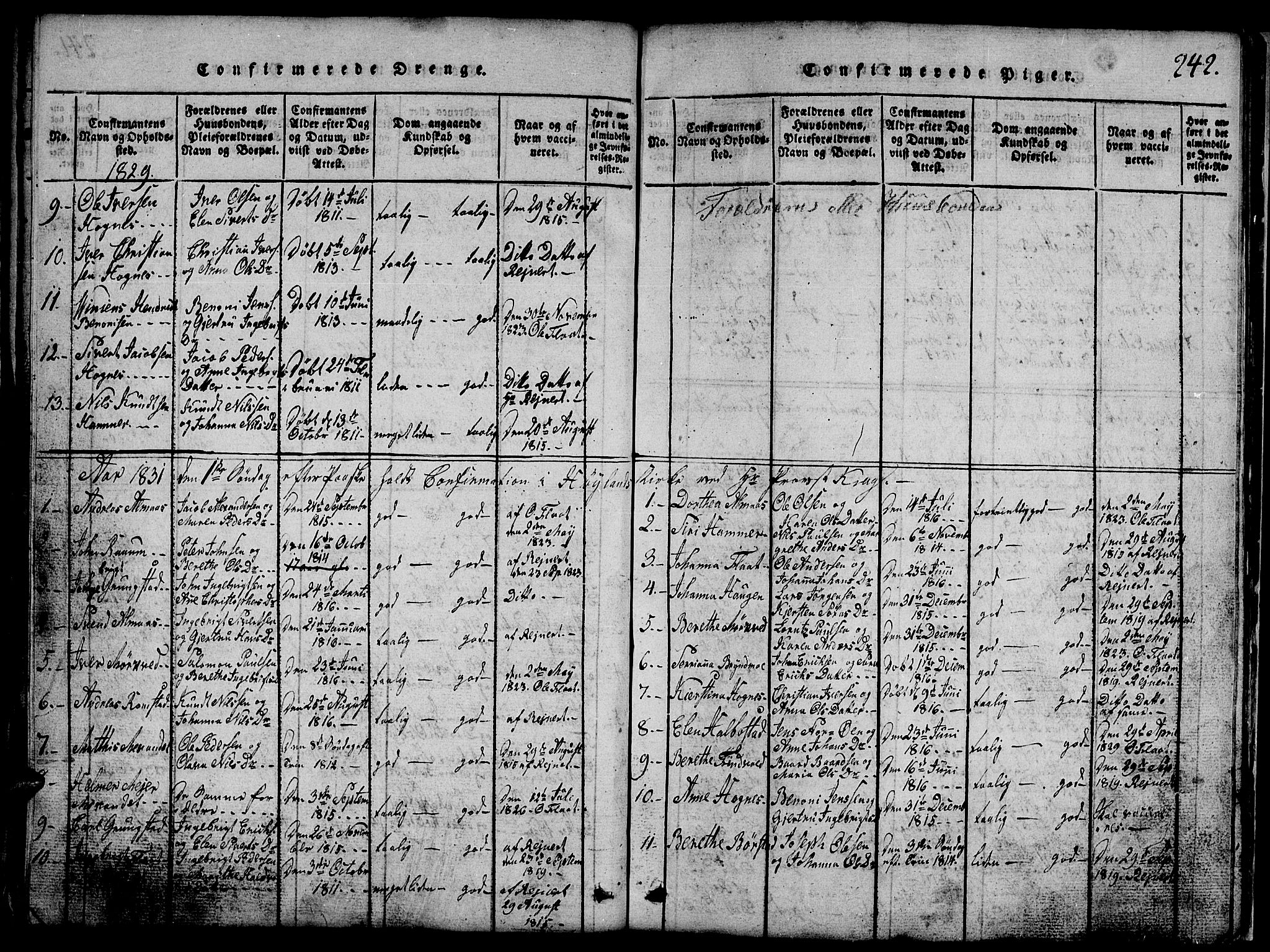 Ministerialprotokoller, klokkerbøker og fødselsregistre - Nord-Trøndelag, SAT/A-1458/765/L0562: Klokkerbok nr. 765C01, 1817-1851, s. 242
