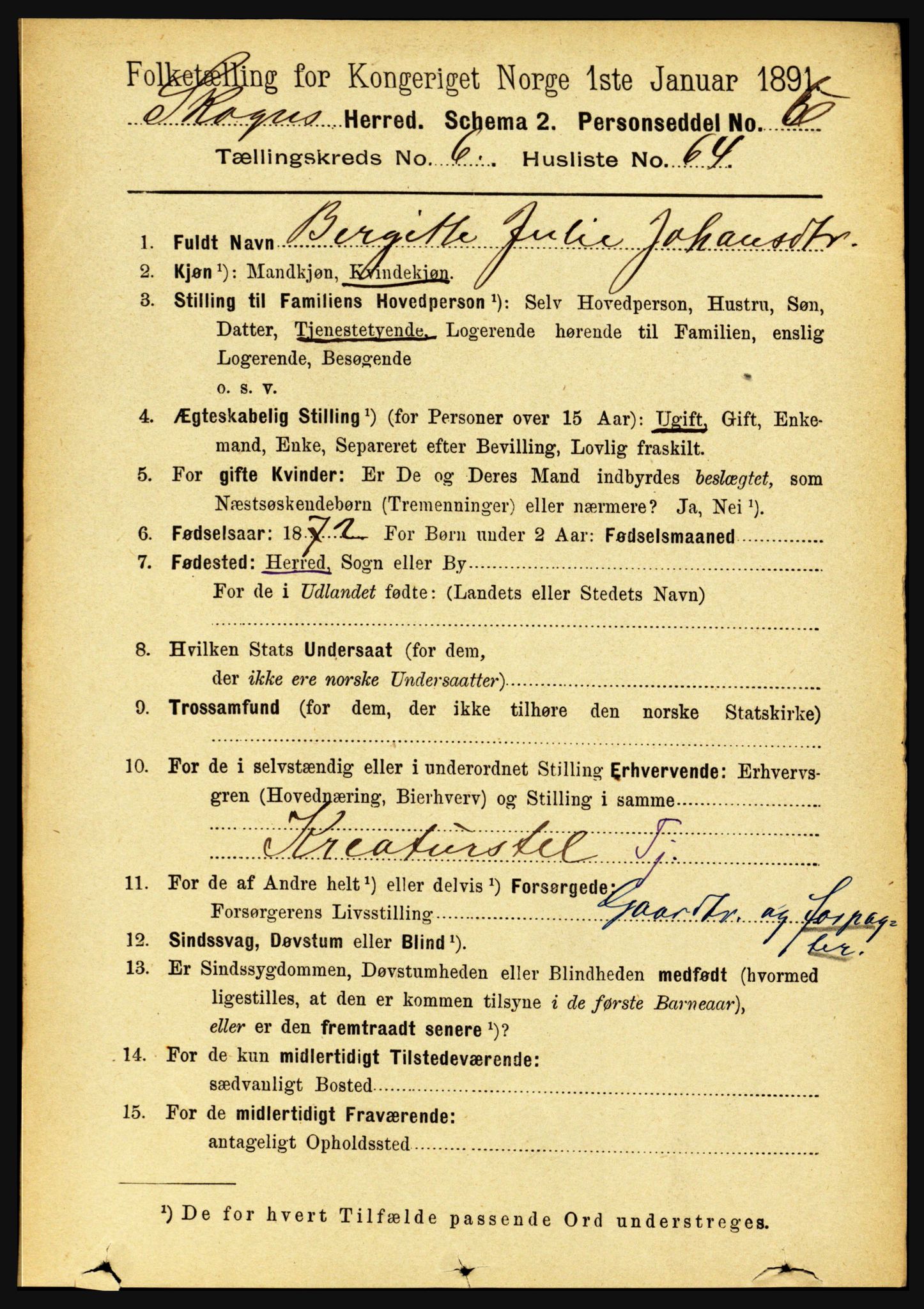 RA, Folketelling 1891 for 1719 Skogn herred, 1891, s. 3852