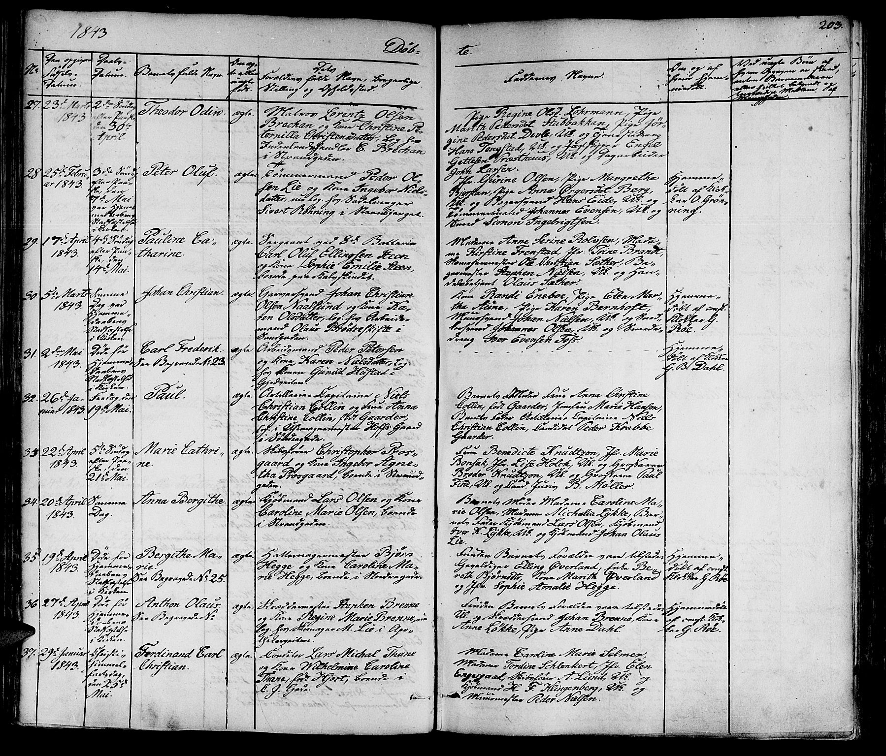 Ministerialprotokoller, klokkerbøker og fødselsregistre - Sør-Trøndelag, SAT/A-1456/602/L0136: Klokkerbok nr. 602C04, 1833-1845, s. 203