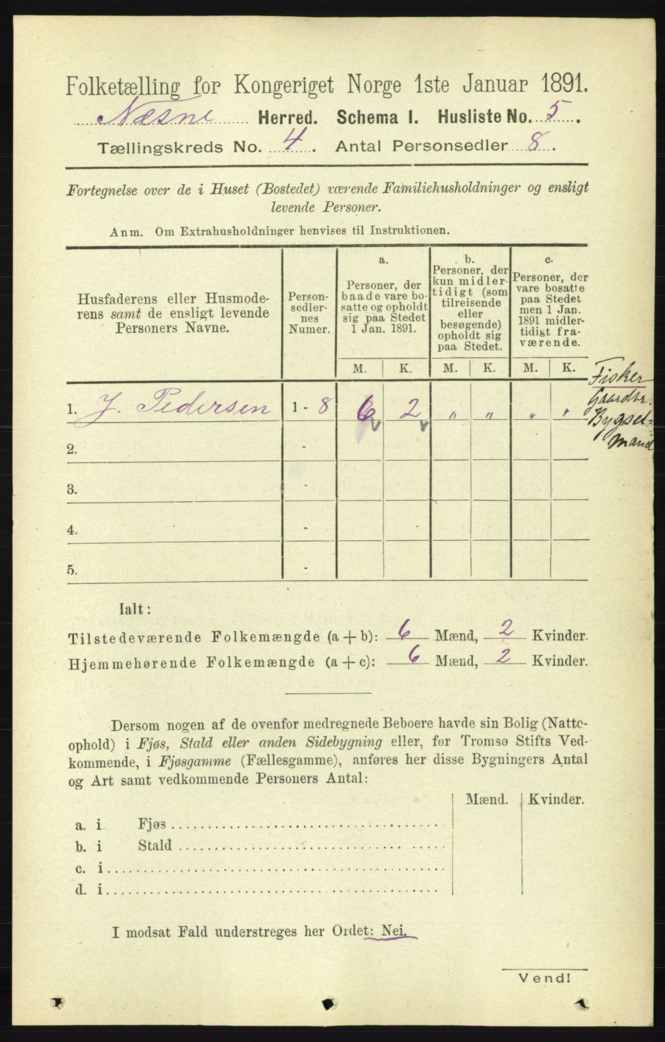 RA, Folketelling 1891 for 1828 Nesna herred, 1891, s. 2091