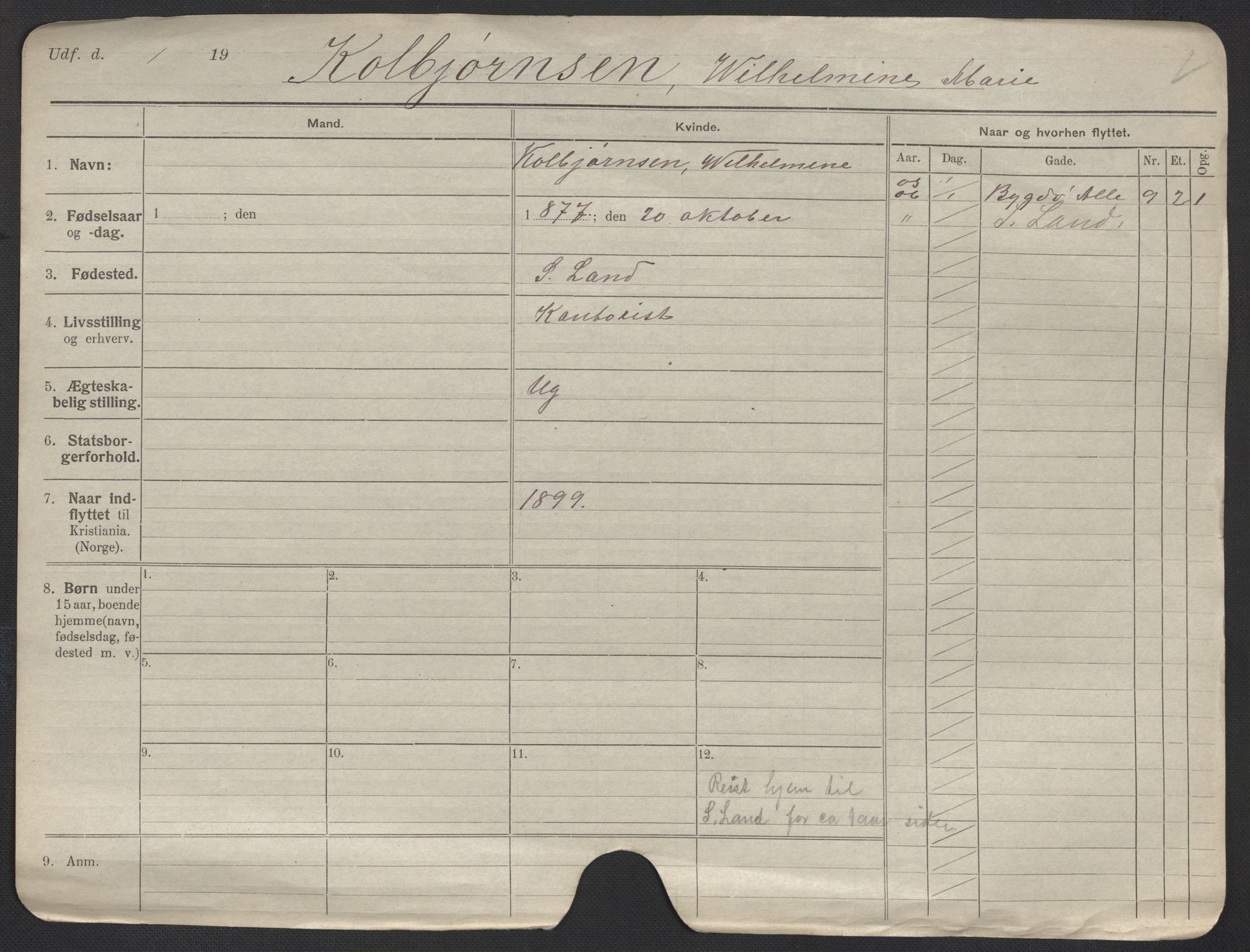 Oslo folkeregister, Registerkort, SAO/A-11715/F/Fa/Fac/L0019: Kvinner, 1906-1914, s. 2a