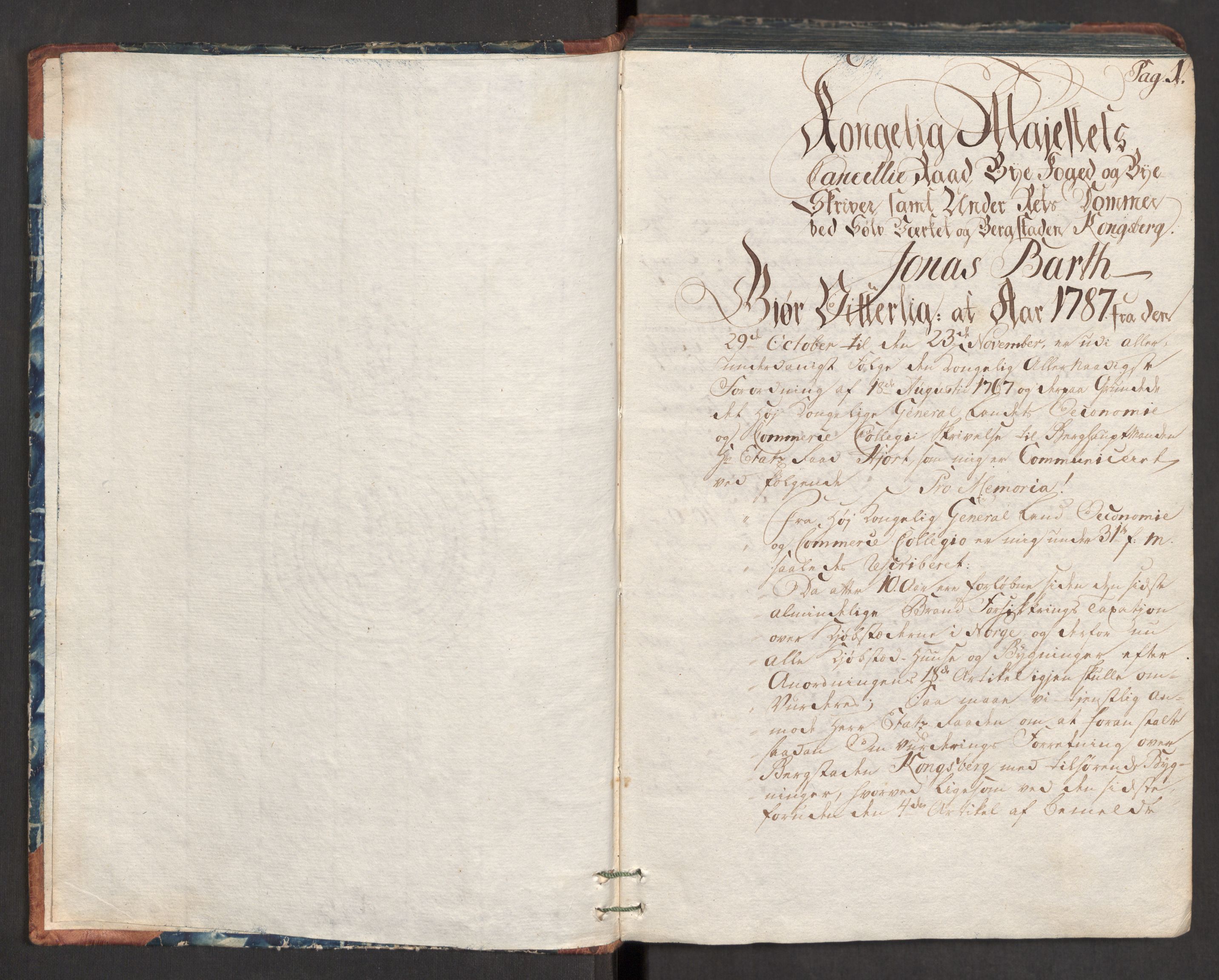 Kommersekollegiet, Brannforsikringskontoret 1767-1814, AV/RA-EA-5458/F/Fa/L0029/0003: Kongsberg / Branntakstprotokoll, 1787