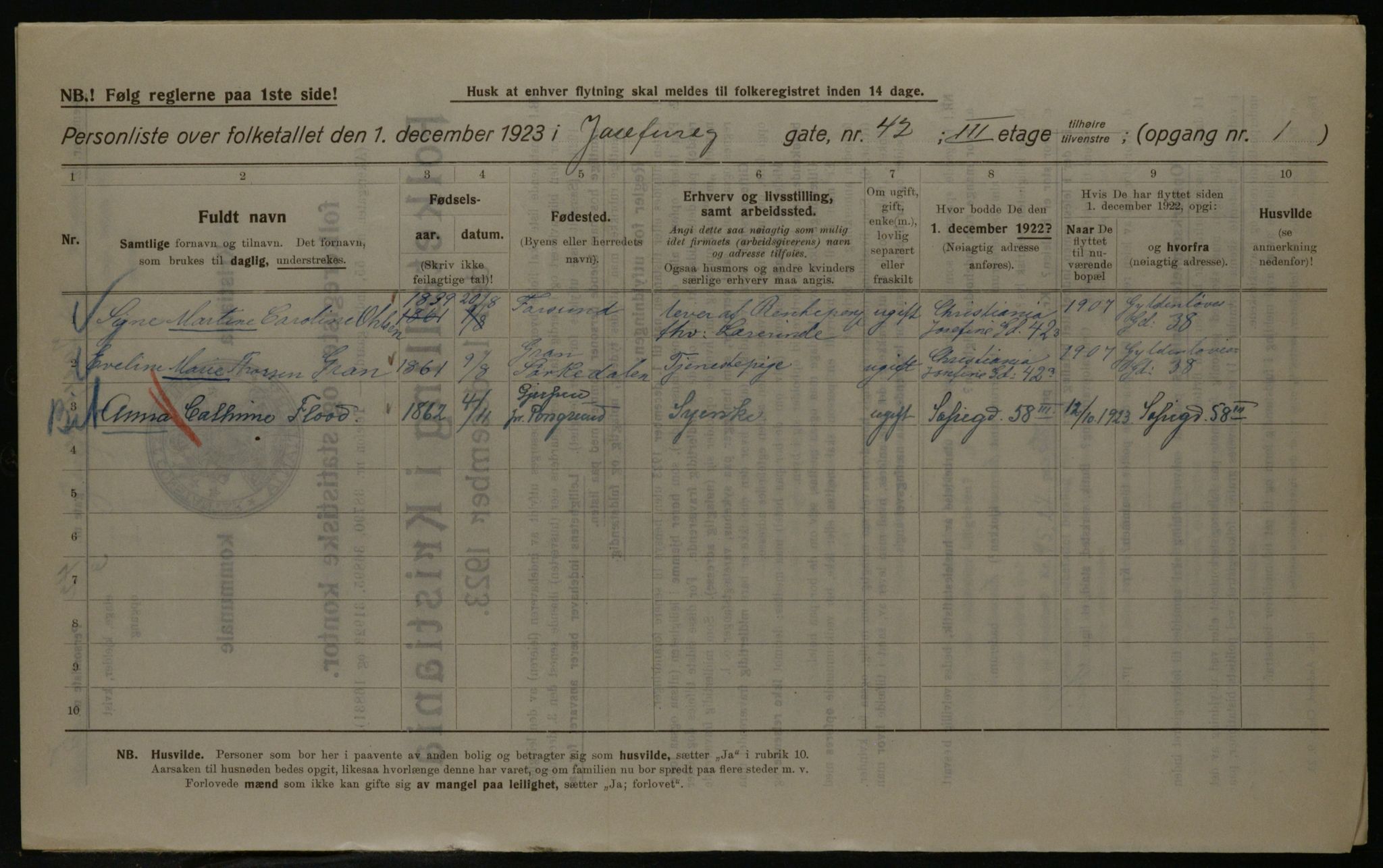 OBA, Kommunal folketelling 1.12.1923 for Kristiania, 1923, s. 53467