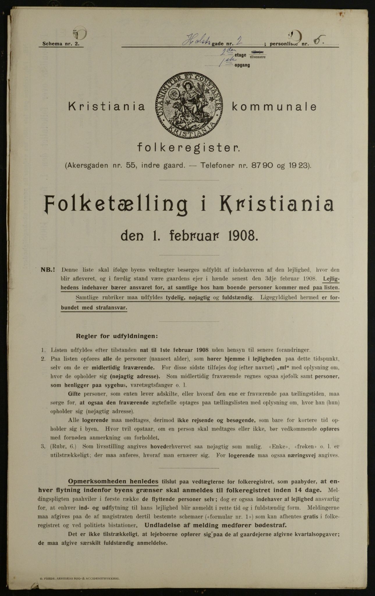 OBA, Kommunal folketelling 1.2.1908 for Kristiania kjøpstad, 1908, s. 36840