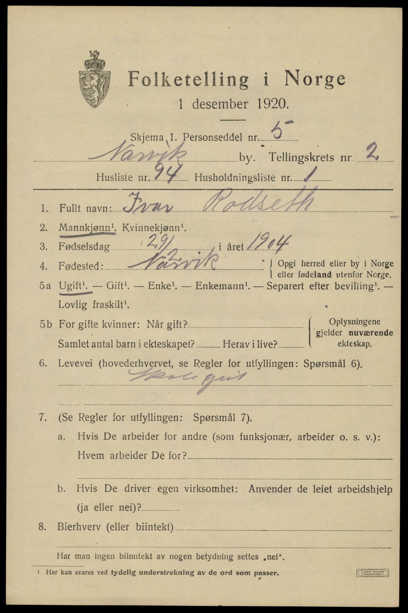 SAT, Folketelling 1920 for 1805 Narvik kjøpstad, 1920, s. 10628
