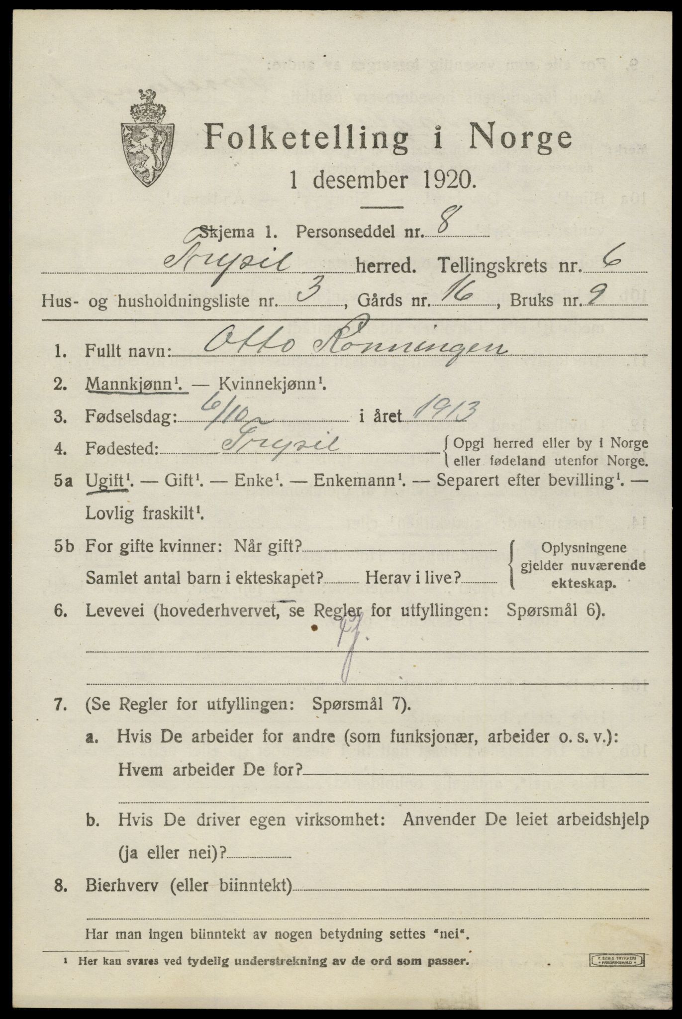 SAH, Folketelling 1920 for 0428 Trysil herred, 1920, s. 4581