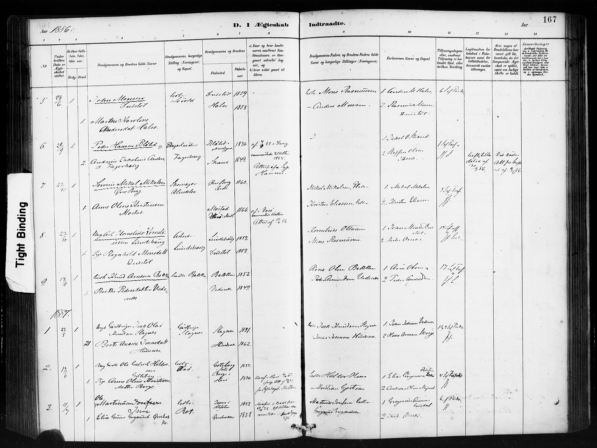 Ministerialprotokoller, klokkerbøker og fødselsregistre - Møre og Romsdal, SAT/A-1454/501/L0008: Ministerialbok nr. 501A08, 1885-1901, s. 167