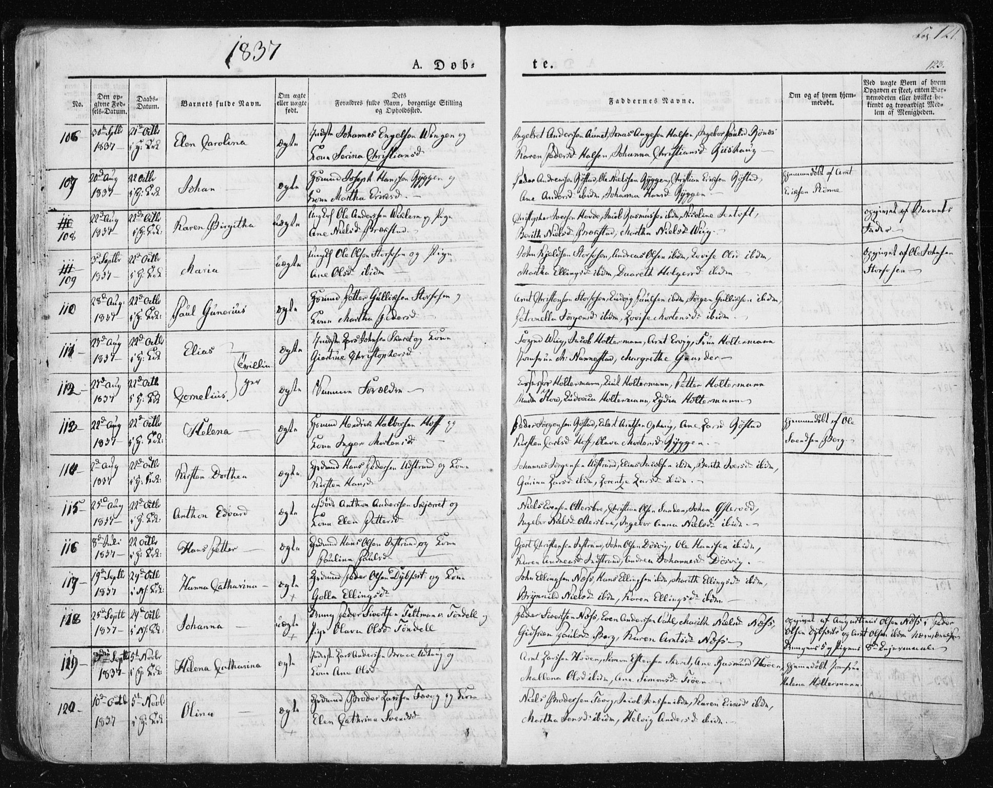 Ministerialprotokoller, klokkerbøker og fødselsregistre - Sør-Trøndelag, SAT/A-1456/659/L0735: Ministerialbok nr. 659A05, 1826-1841, s. 121