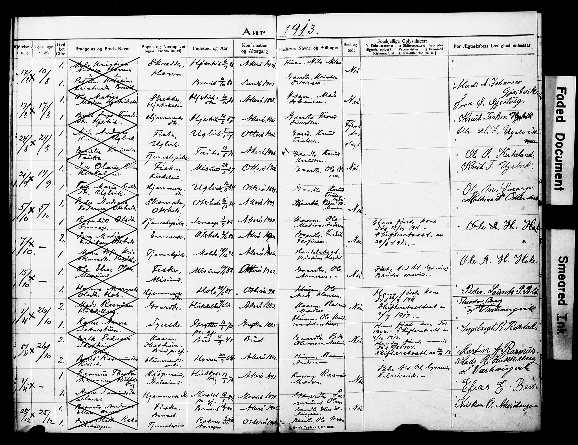 Ministerialprotokoller, klokkerbøker og fødselsregistre - Møre og Romsdal, AV/SAT-A-1454/560/L0723: Lysningsprotokoll nr. 560A07, 1903-1916