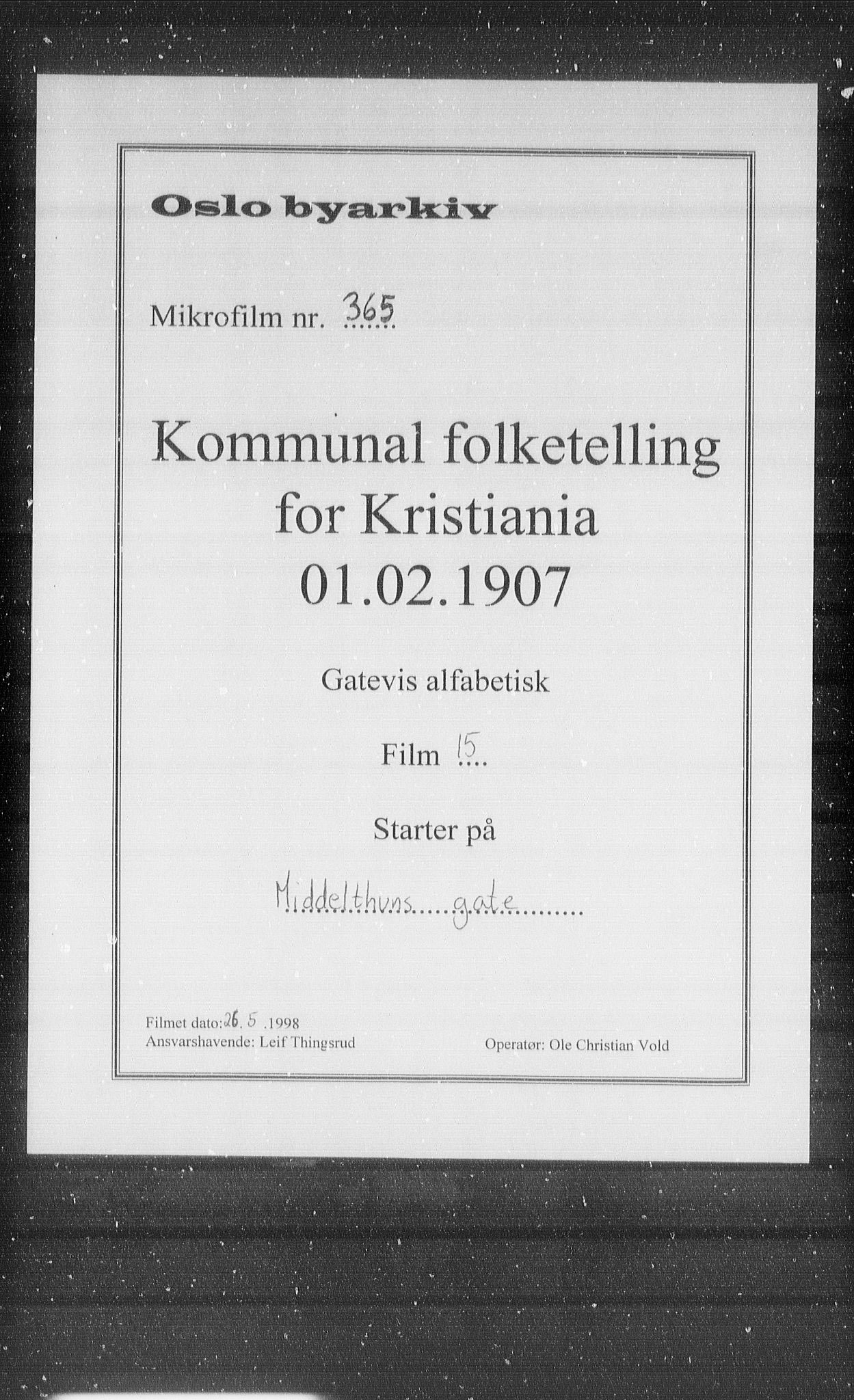 OBA, Kommunal folketelling 1.2.1907 for Kristiania kjøpstad, 1907, s. 33354
