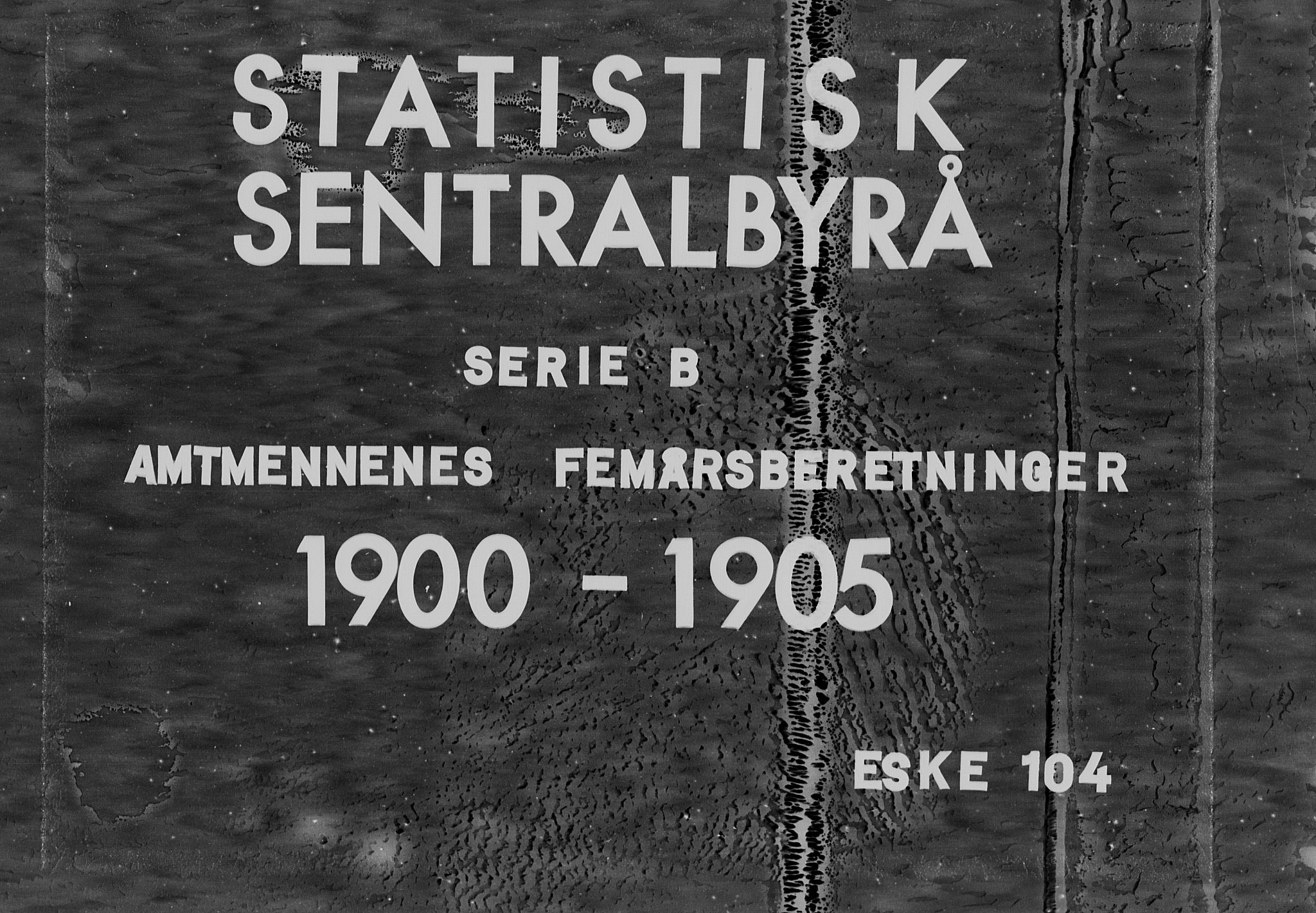 Statistisk sentralbyrå, Næringsøkonomiske emner, Generelt - Amtmennenes femårsberetninger, AV/RA-S-2233/F/Fa/L0104: --, 1901-1905, s. 1