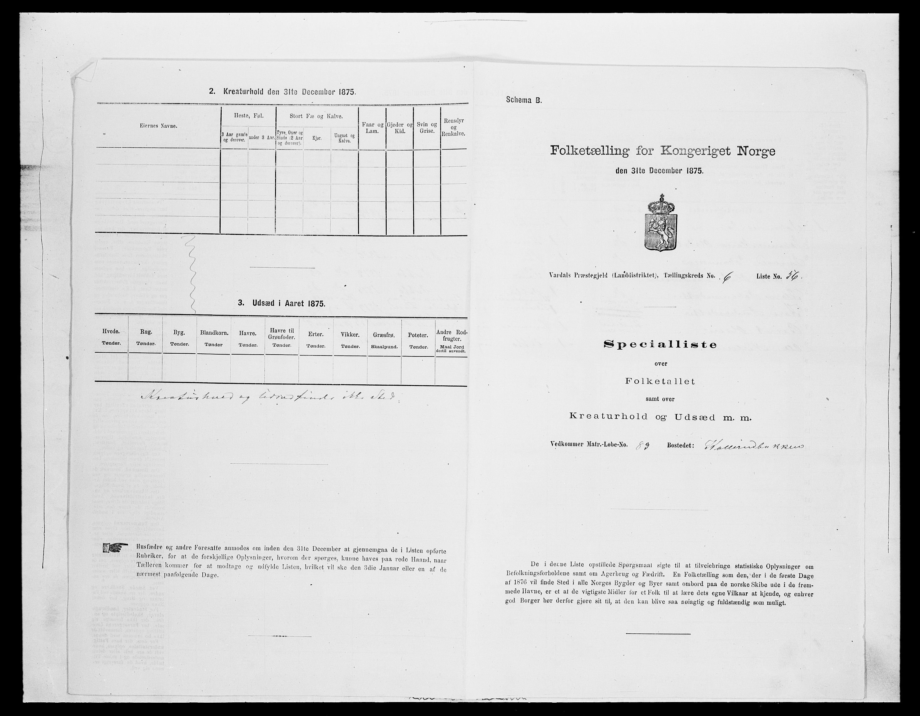 SAH, Folketelling 1875 for 0527L Vardal prestegjeld, Vardal sokn og Hunn sokn, 1875, s. 966