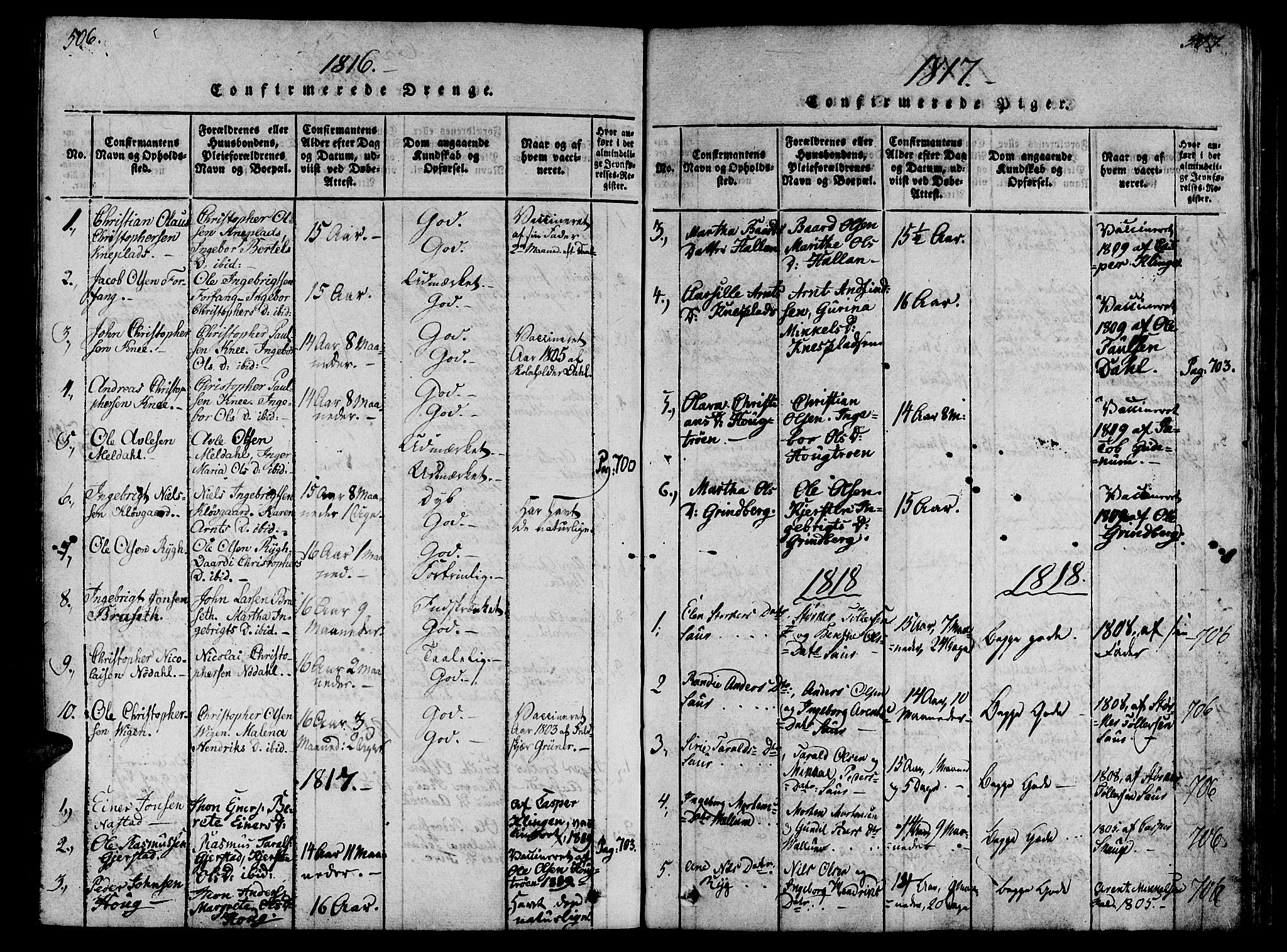 Ministerialprotokoller, klokkerbøker og fødselsregistre - Nord-Trøndelag, AV/SAT-A-1458/746/L0441: Ministerialbok nr. 746A03 /2, 1816-1827, s. 506-507