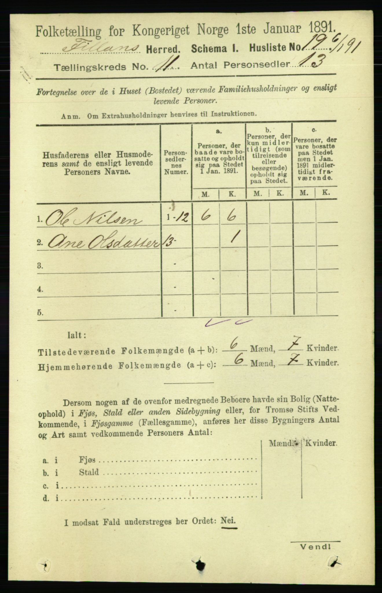 RA, Folketelling 1891 for 1616 Fillan herred, 1891, s. 2974