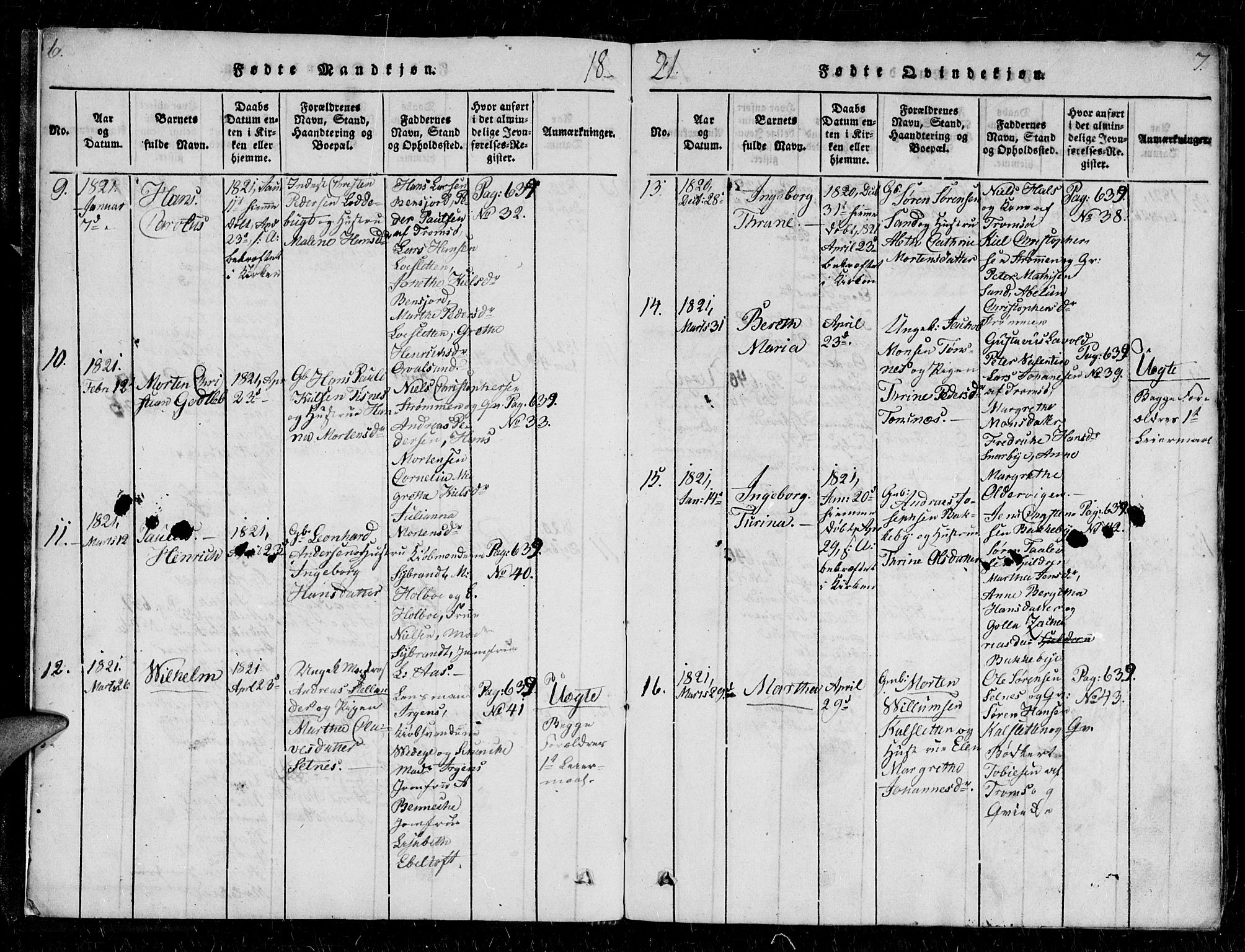 Tromsø sokneprestkontor/stiftsprosti/domprosti, AV/SATØ-S-1343/G/Gb/L0001klokker: Klokkerbok nr. 1, 1821-1833, s. 6-7