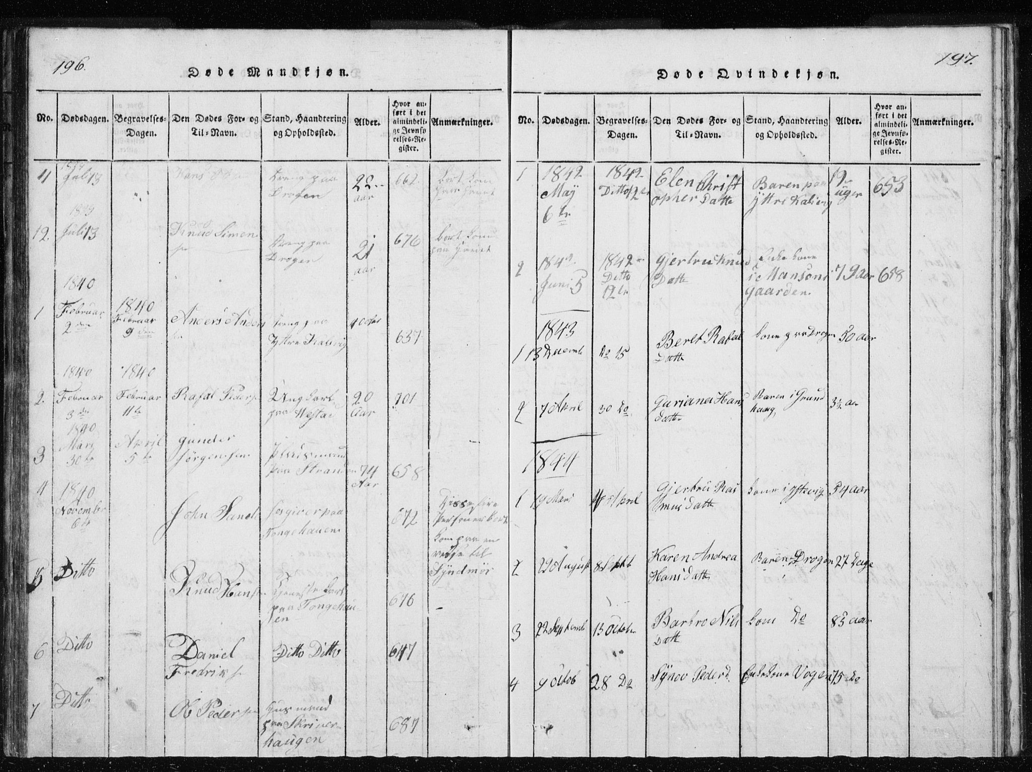 Ministerialprotokoller, klokkerbøker og fødselsregistre - Møre og Romsdal, AV/SAT-A-1454/566/L0772: Klokkerbok nr. 566C01, 1818-1845, s. 196-197