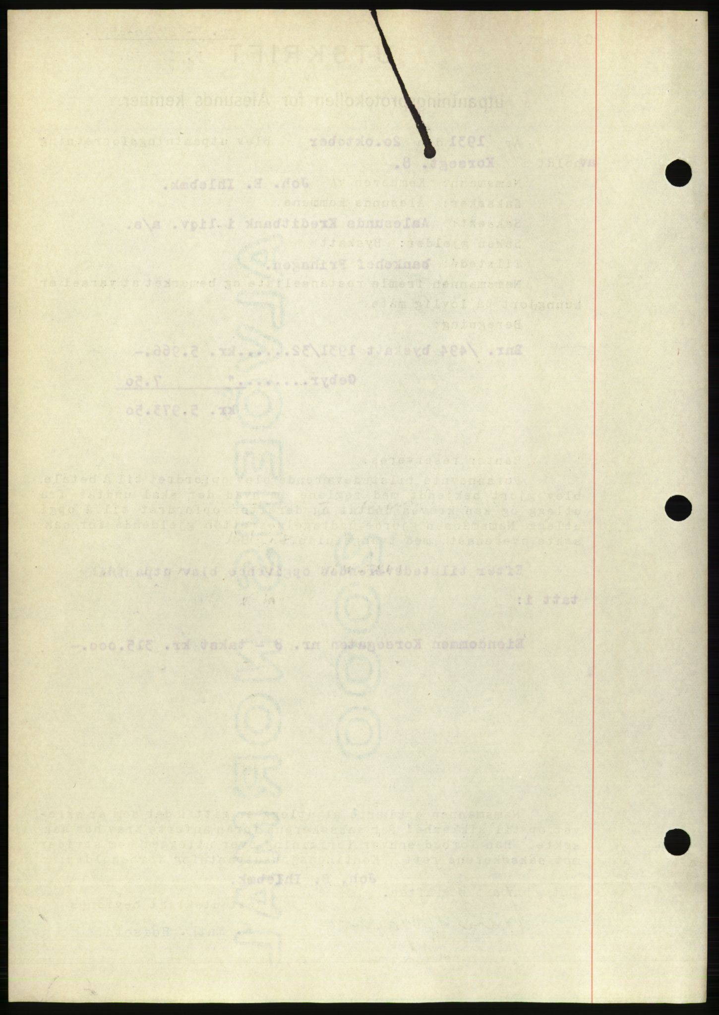 Ålesund byfogd, AV/SAT-A-4384: Pantebok nr. 29, 1931-1932, Tingl.dato: 27.10.1931