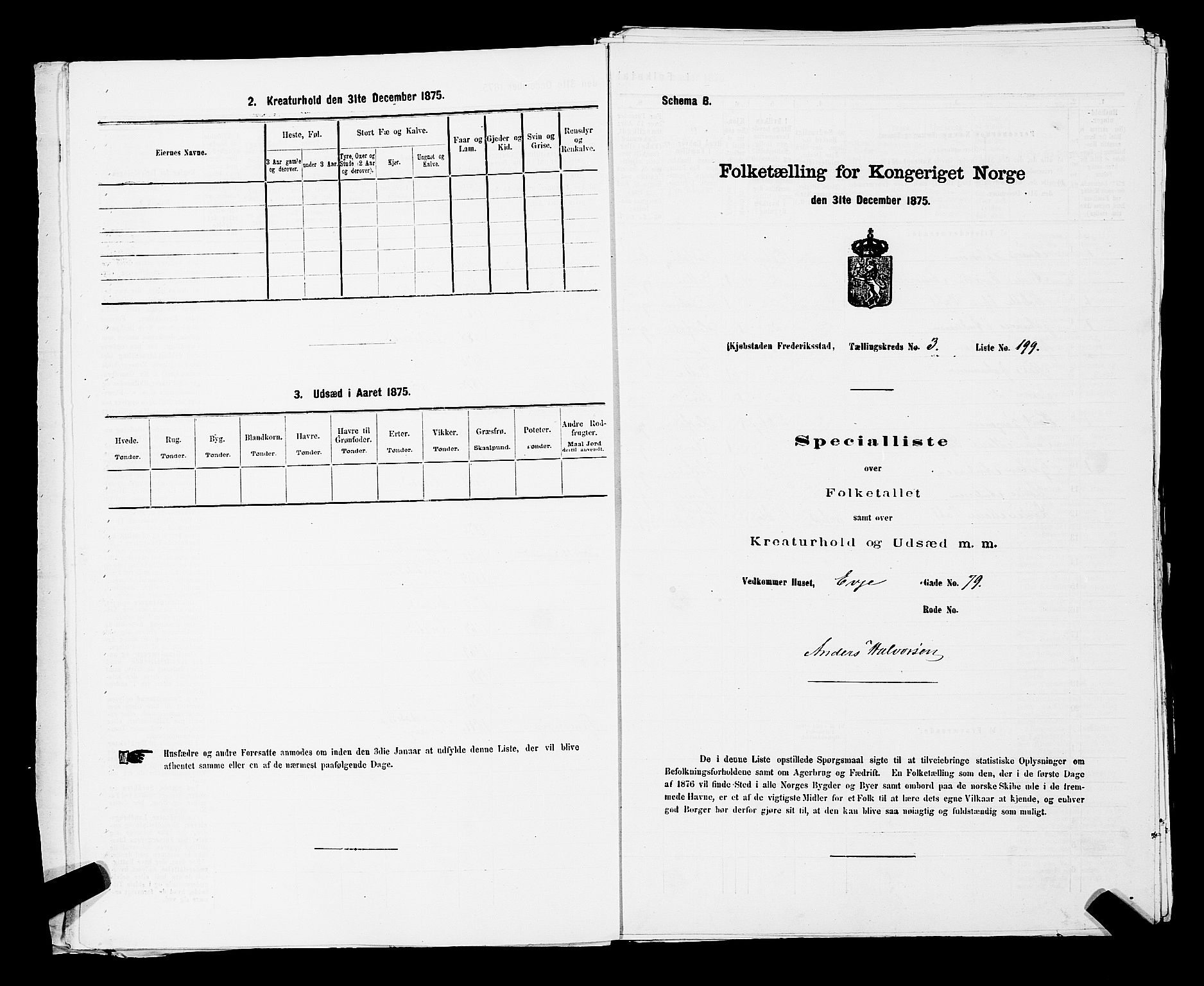 RA, Folketelling 1875 for 0103B Fredrikstad prestegjeld, Fredrikstad kjøpstad, 1875, s. 340