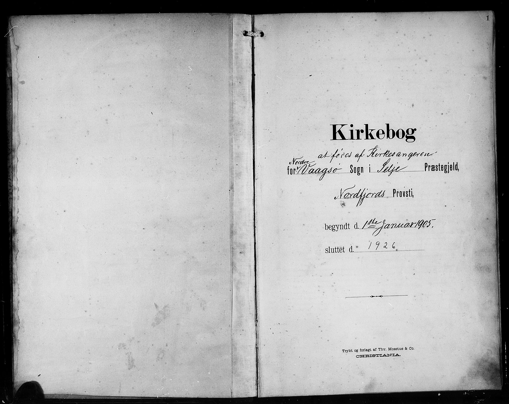 Vågsøy sokneprestembete, SAB/A-81601/H/Hab: Klokkerbok nr. A 1, 1905-1926, s. 1