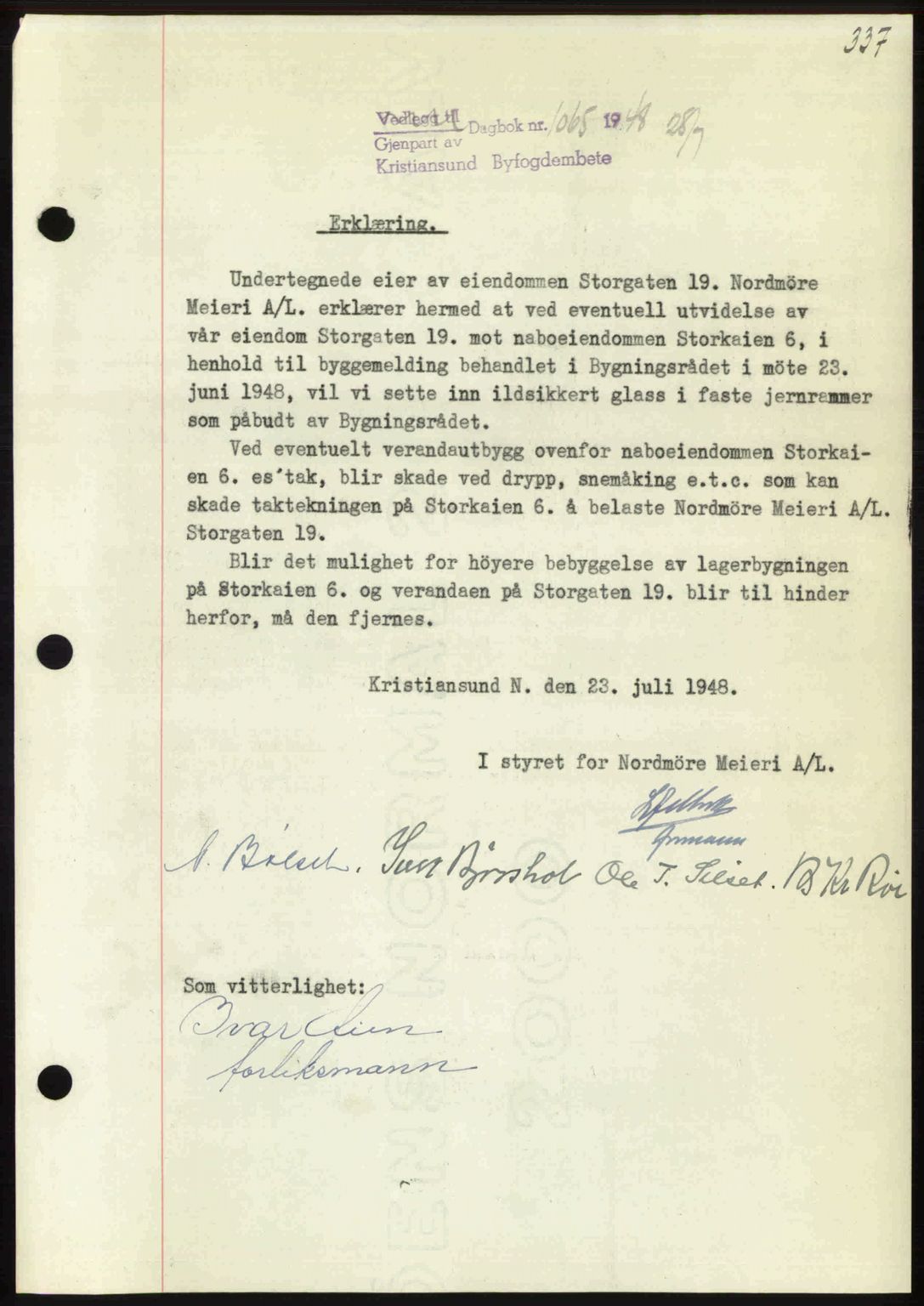 Kristiansund byfogd, AV/SAT-A-4587/A/27: Pantebok nr. 44, 1947-1948, Dagboknr: 1065/1948
