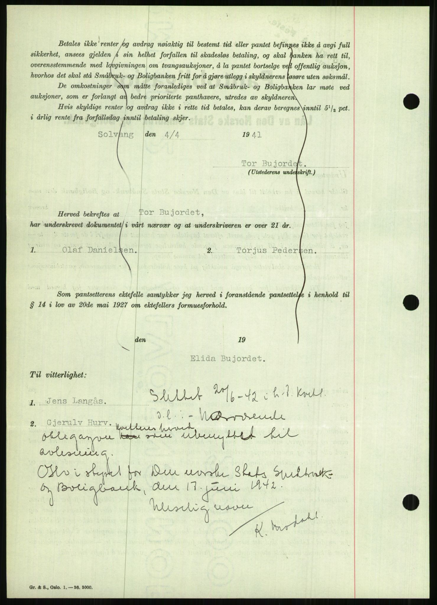 Nedenes sorenskriveri, SAK/1221-0006/G/Gb/Gbb/L0001: Pantebok nr. I, 1939-1942, Dagboknr: 332/1941