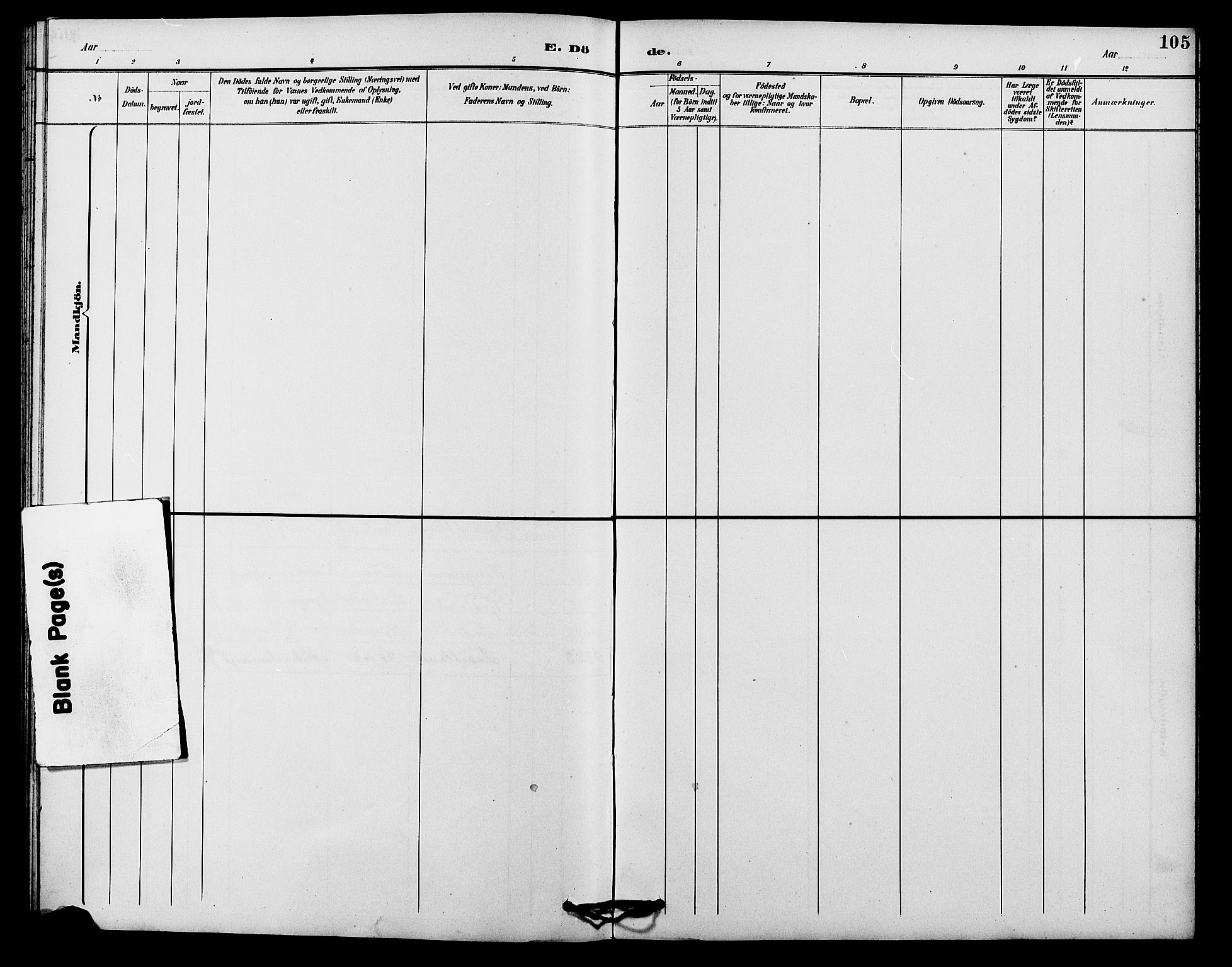 Kvinesdal sokneprestkontor, AV/SAK-1111-0026/F/Fb/Fba/L0004: Klokkerbok nr. B 4, 1894-1909, s. 105