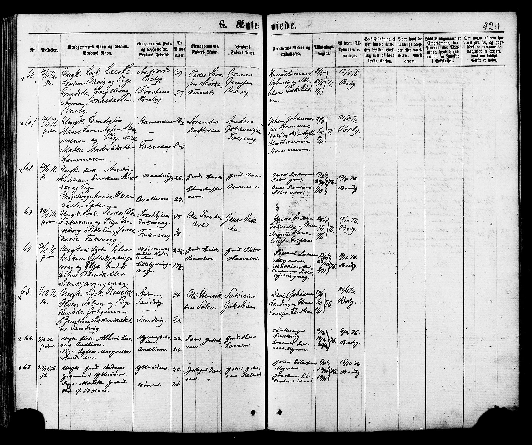 Ministerialprotokoller, klokkerbøker og fødselsregistre - Sør-Trøndelag, AV/SAT-A-1456/634/L0532: Ministerialbok nr. 634A08, 1871-1881, s. 420