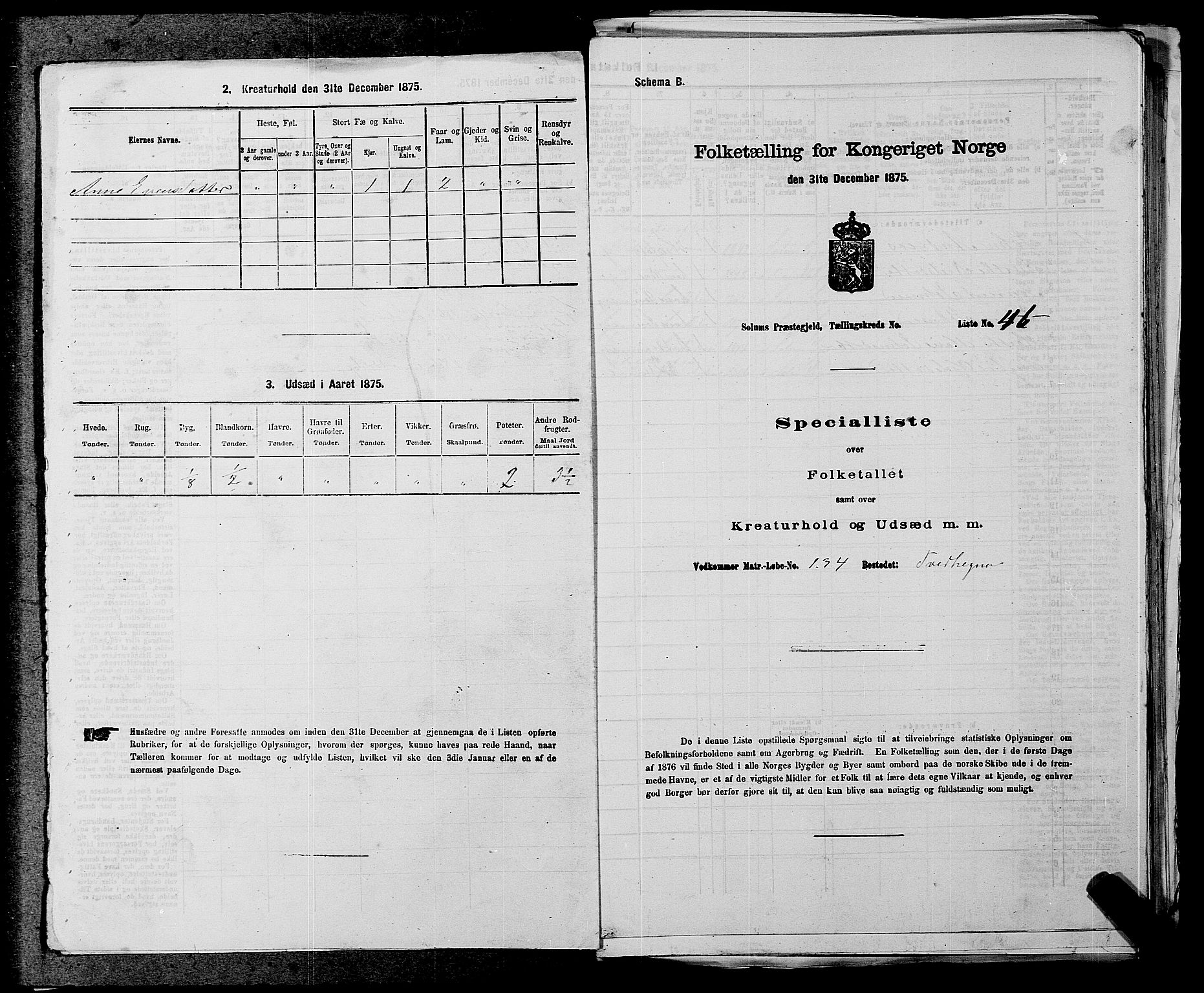 SAKO, Folketelling 1875 for 0818P Solum prestegjeld, 1875, s. 1786