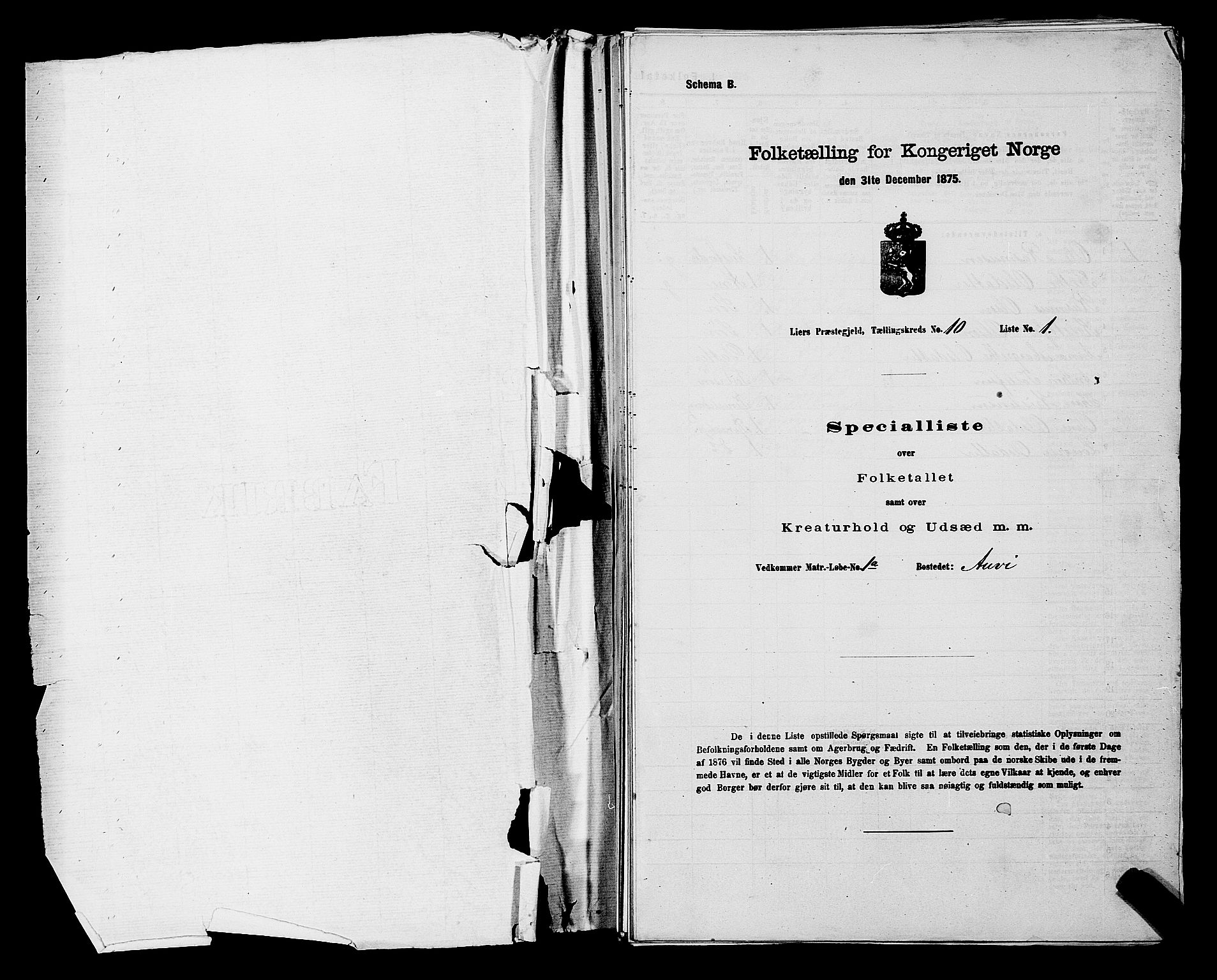 SAKO, Folketelling 1875 for 0626P Lier prestegjeld, 1875, s. 1609
