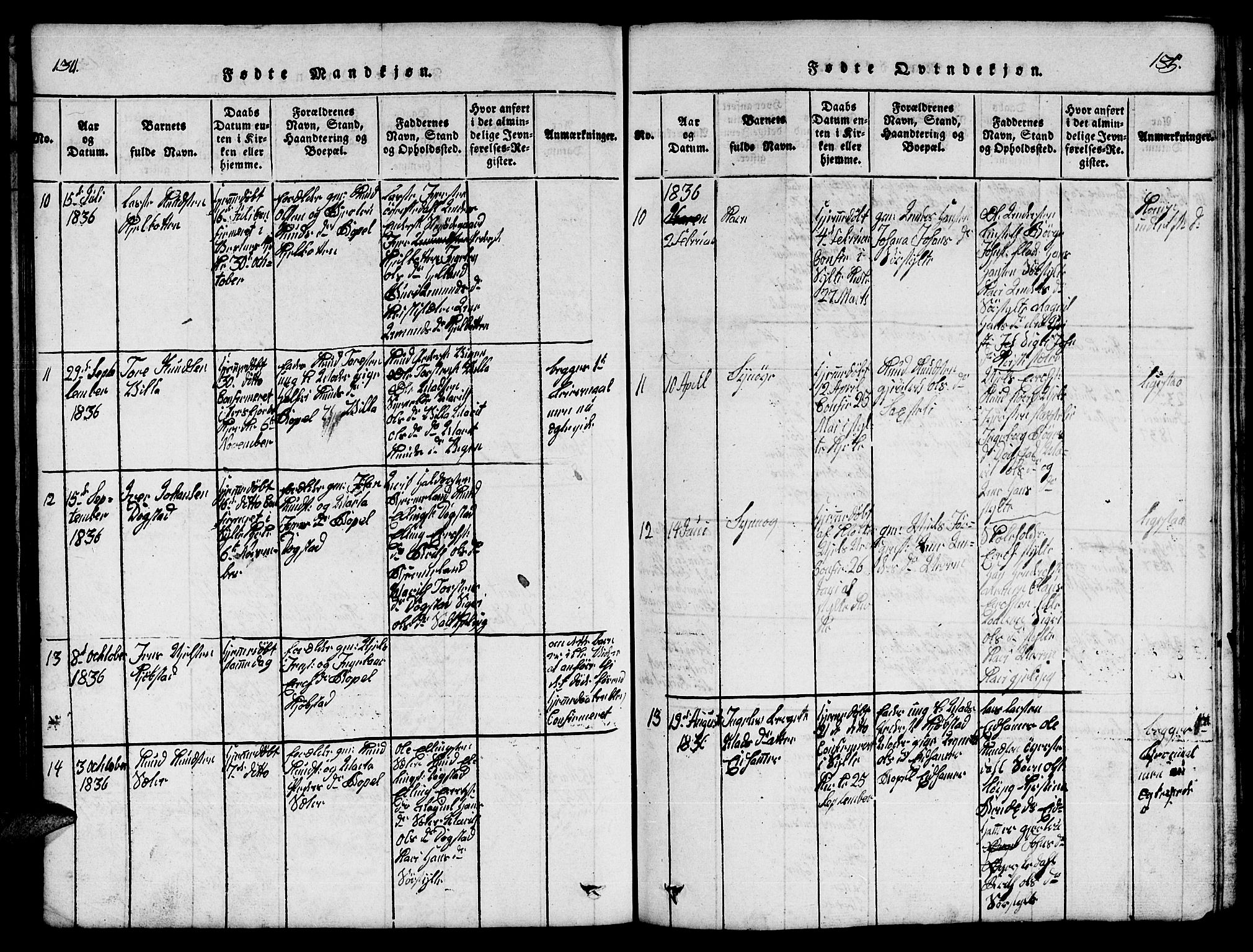 Ministerialprotokoller, klokkerbøker og fødselsregistre - Møre og Romsdal, SAT/A-1454/541/L0546: Klokkerbok nr. 541C01, 1818-1856, s. 136-137