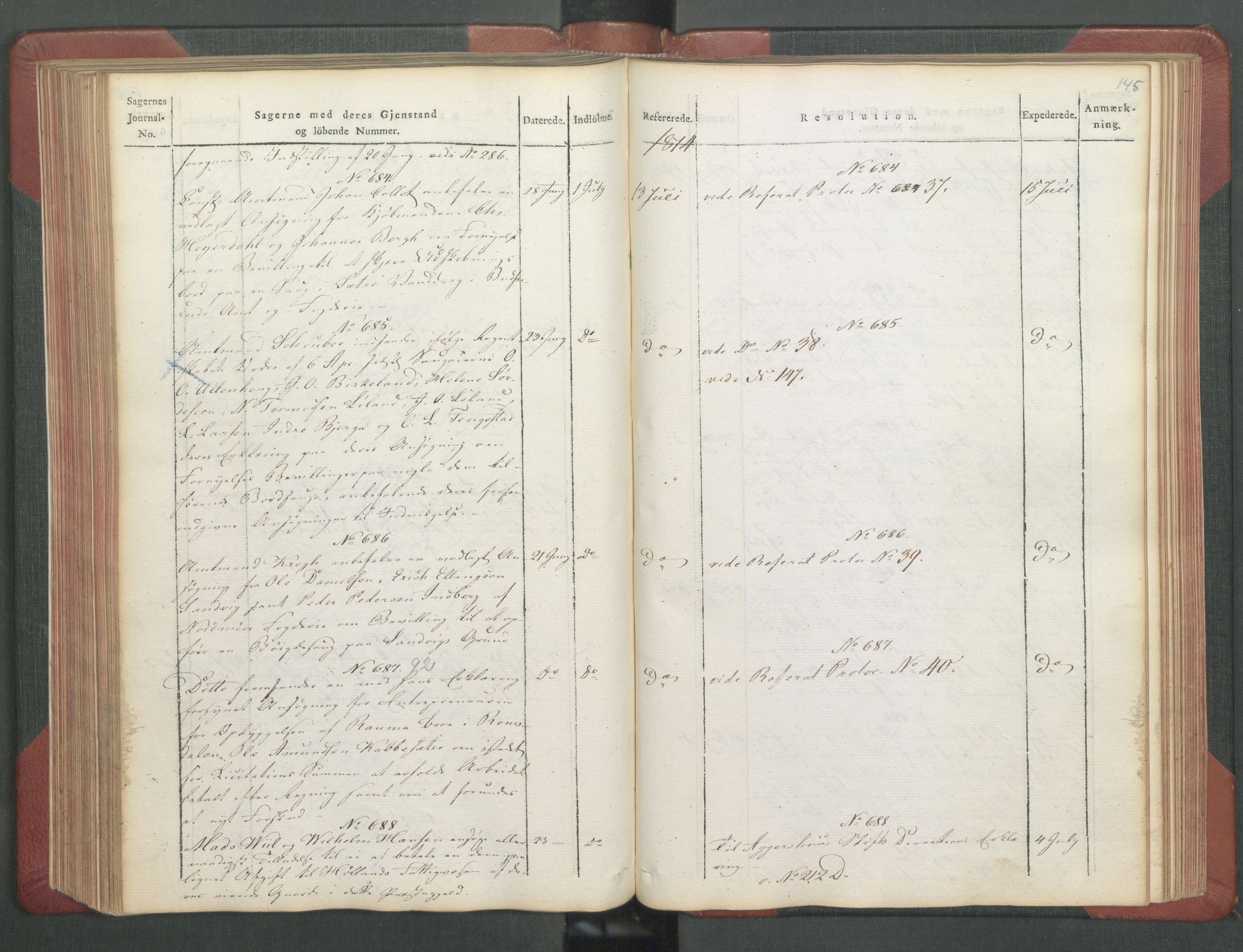 Departementene i 1814, AV/RA-S-3899/Fb/L0029: Journal A 1-900 (ekstraktprotokoll), 1814, s. 145