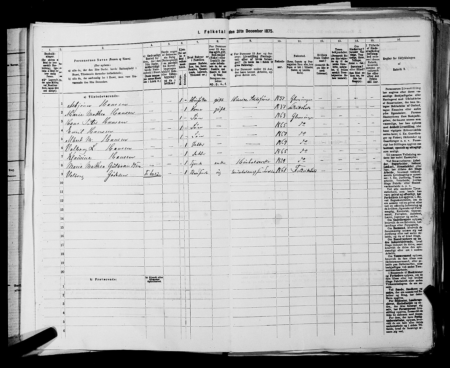 RA, Folketelling 1875 for 0132L Fredrikstad prestegjeld, Glemmen sokn, 1875, s. 42