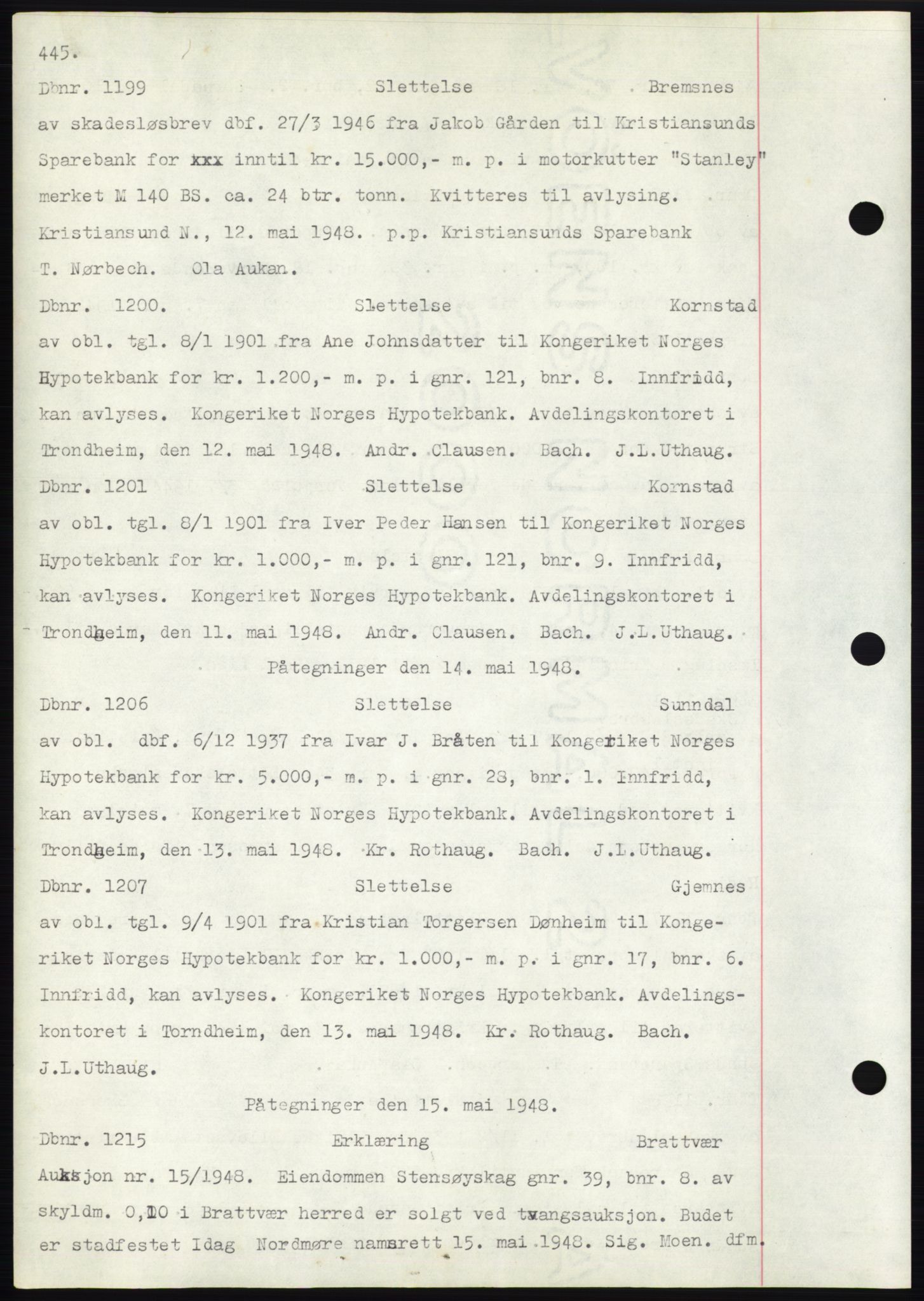 Nordmøre sorenskriveri, SAT/A-4132/1/2/2Ca: Pantebok nr. C82b, 1946-1951, Dagboknr: 1199/1948