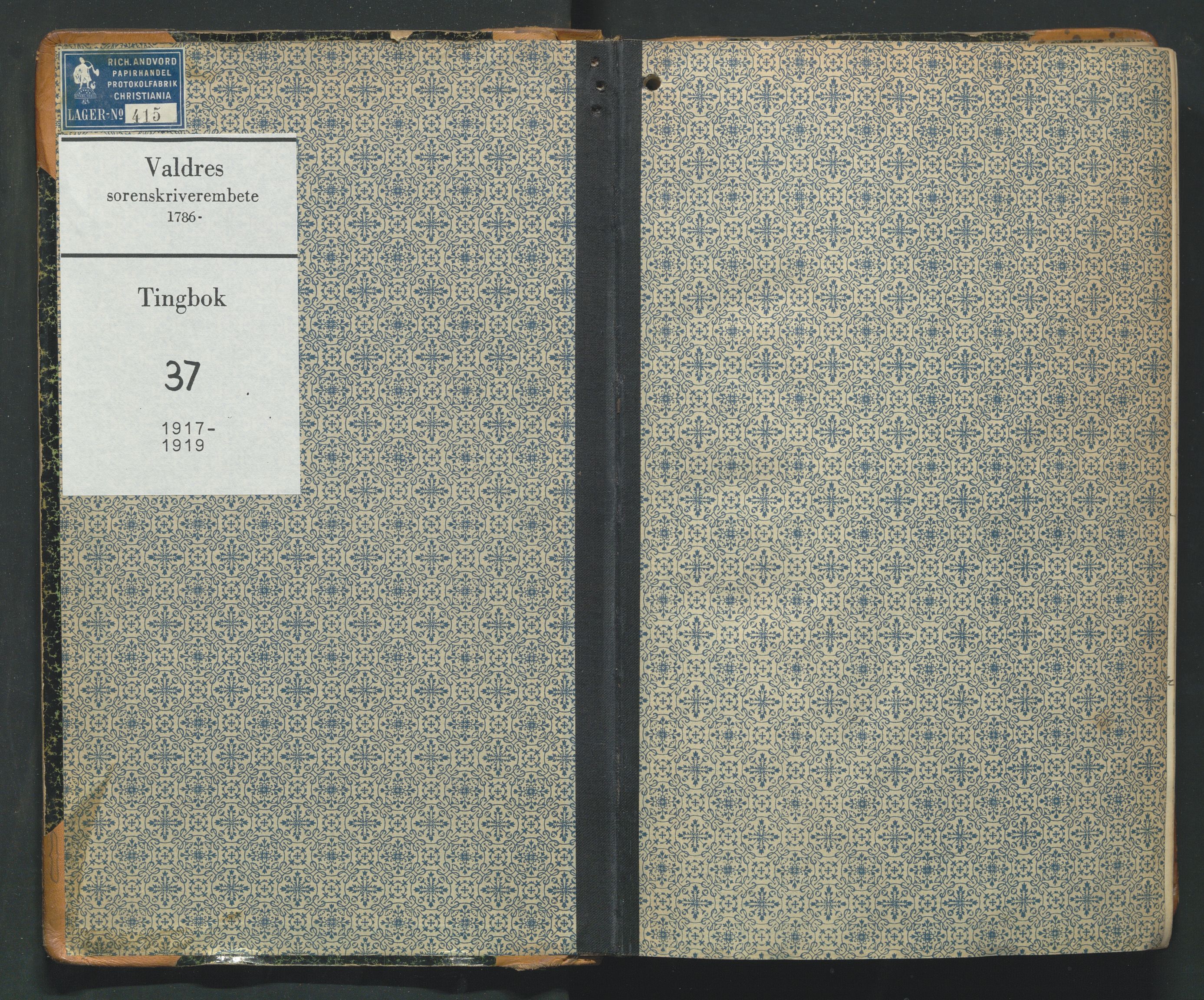 Valdres sorenskriveri, SAH/TING-016/G/Gb/L0037: Tingbok, 1917-1919