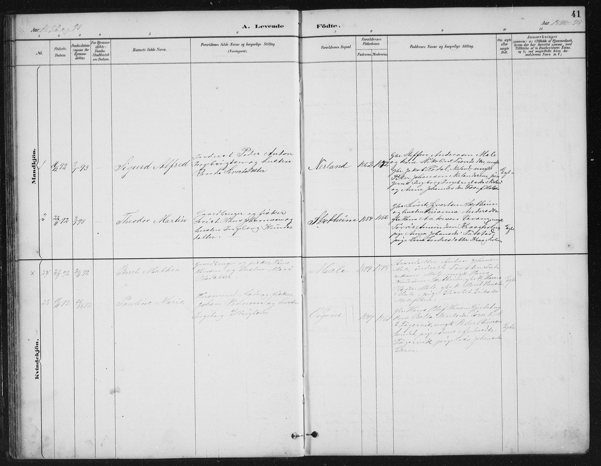 Ministerialprotokoller, klokkerbøker og fødselsregistre - Møre og Romsdal, AV/SAT-A-1454/567/L0783: Klokkerbok nr. 567C03, 1887-1903, s. 41