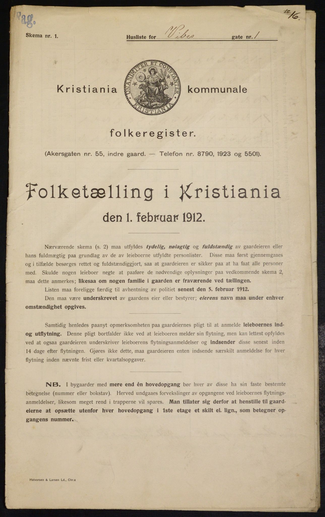 OBA, Kommunal folketelling 1.2.1912 for Kristiania, 1912, s. 122515