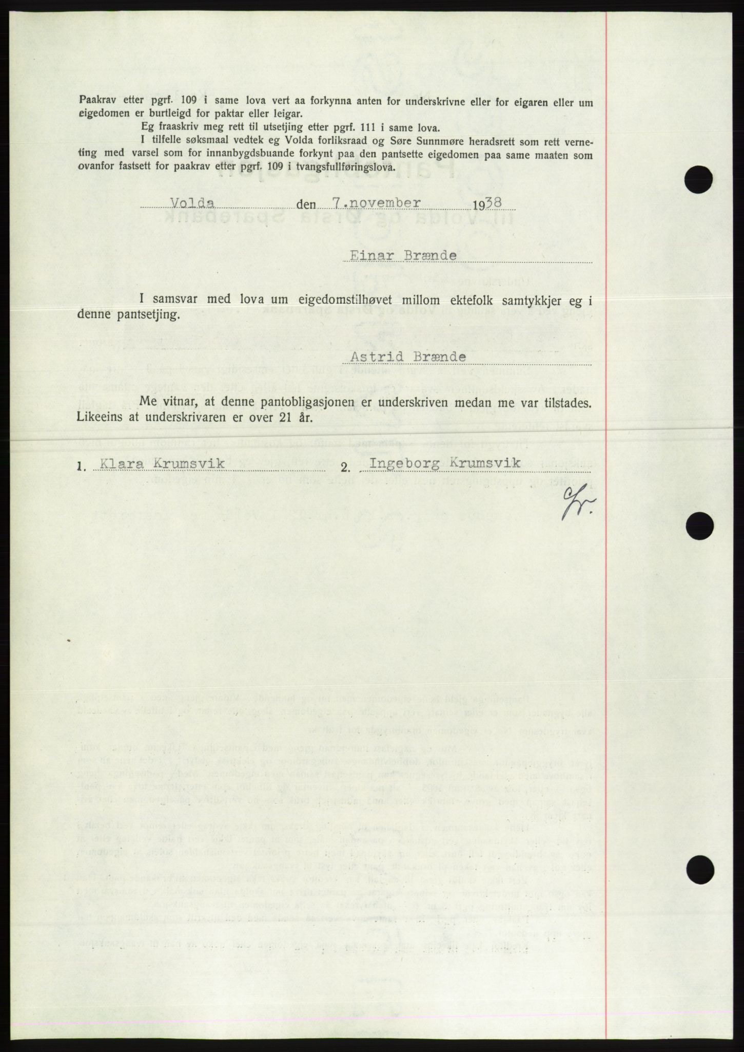 Søre Sunnmøre sorenskriveri, AV/SAT-A-4122/1/2/2C/L0066: Pantebok nr. 60, 1938-1938, Dagboknr: 1582/1938