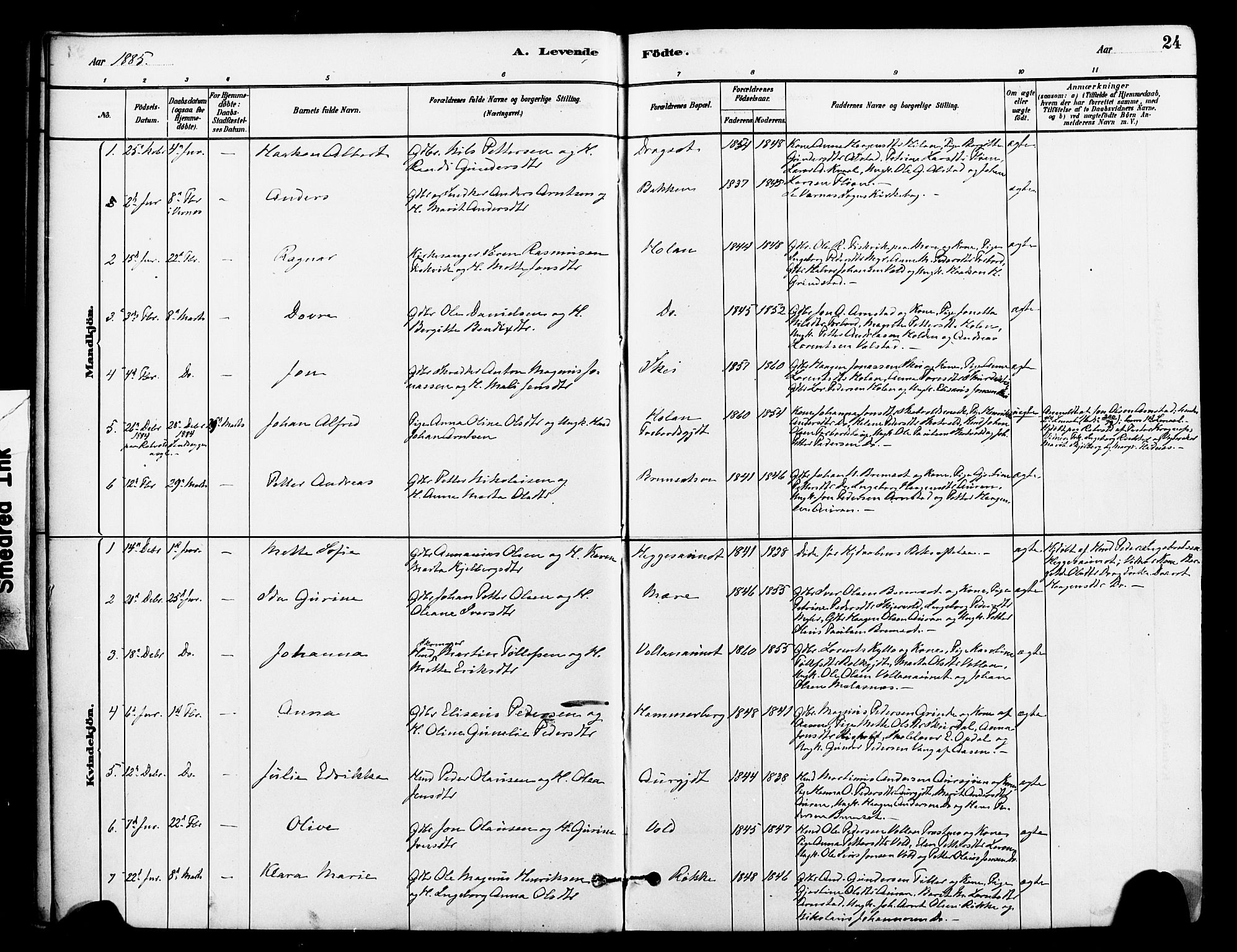 Ministerialprotokoller, klokkerbøker og fødselsregistre - Nord-Trøndelag, SAT/A-1458/712/L0100: Ministerialbok nr. 712A01, 1880-1900, s. 24