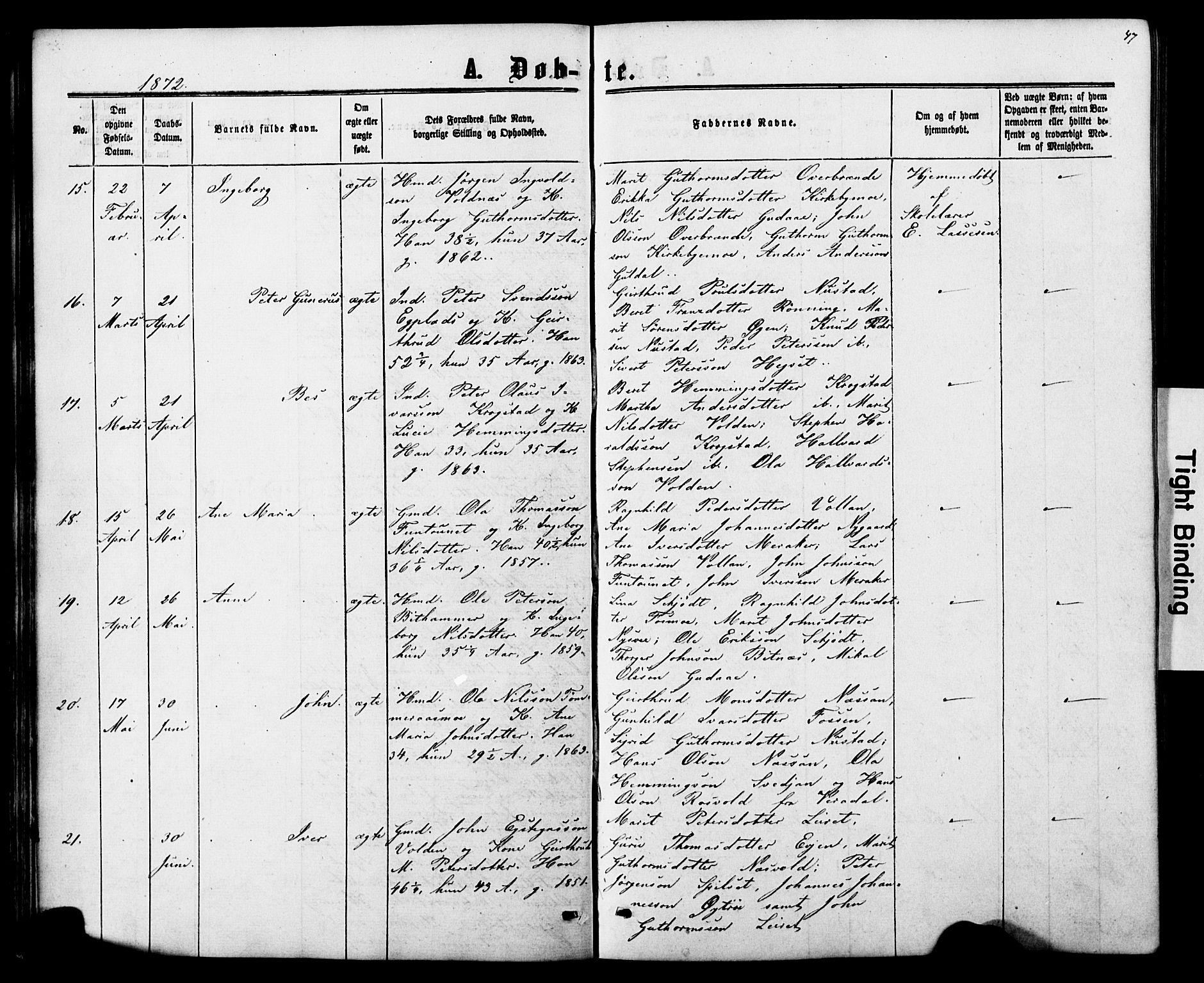 Ministerialprotokoller, klokkerbøker og fødselsregistre - Nord-Trøndelag, SAT/A-1458/706/L0049: Klokkerbok nr. 706C01, 1864-1895, s. 47