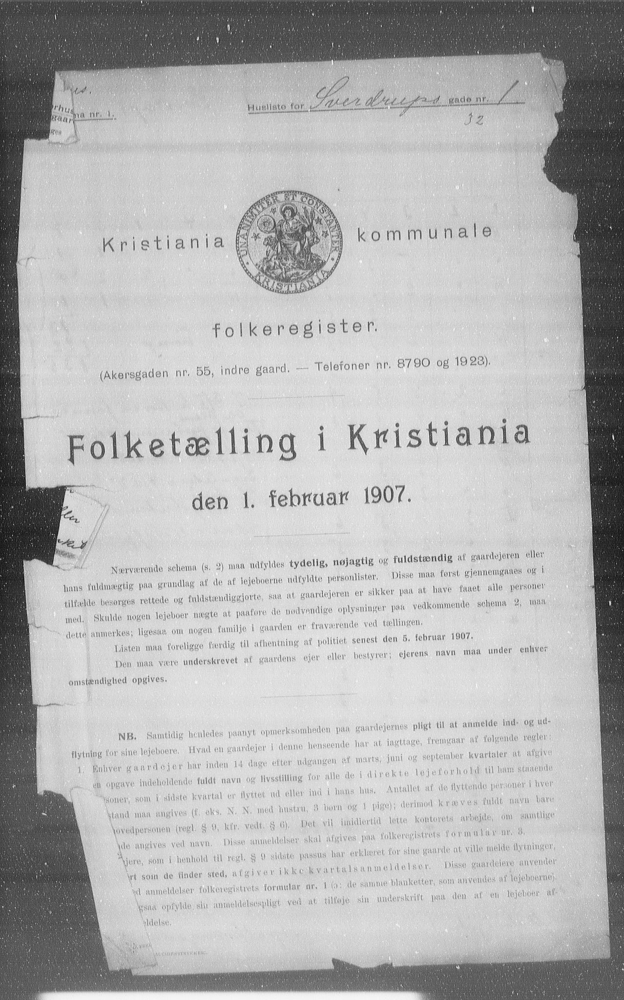 OBA, Kommunal folketelling 1.2.1907 for Kristiania kjøpstad, 1907, s. 53385