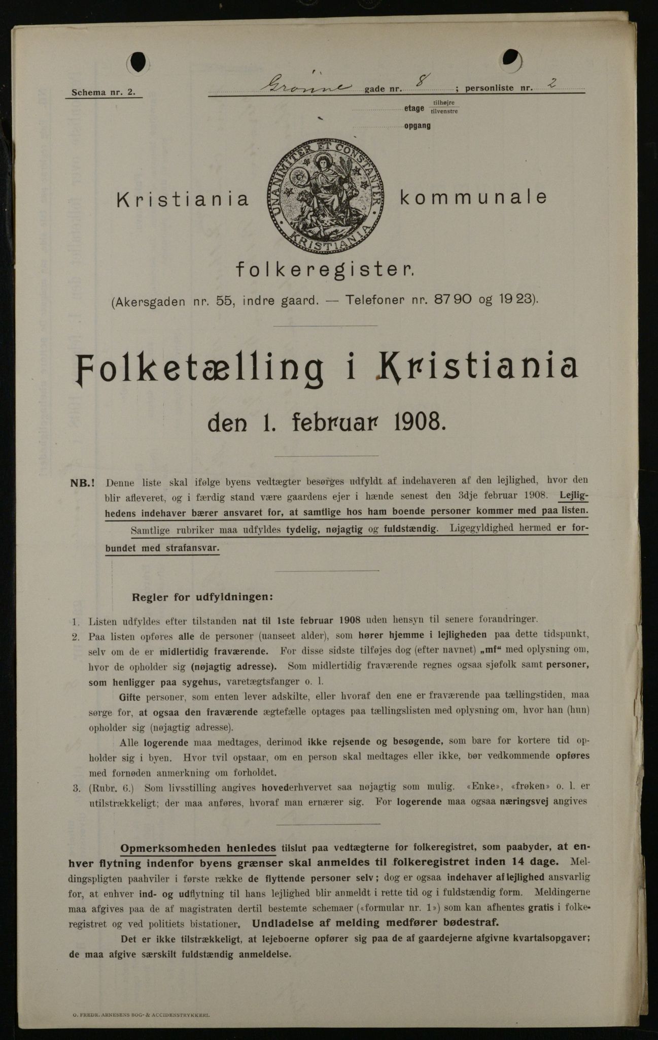 OBA, Kommunal folketelling 1.2.1908 for Kristiania kjøpstad, 1908, s. 29199