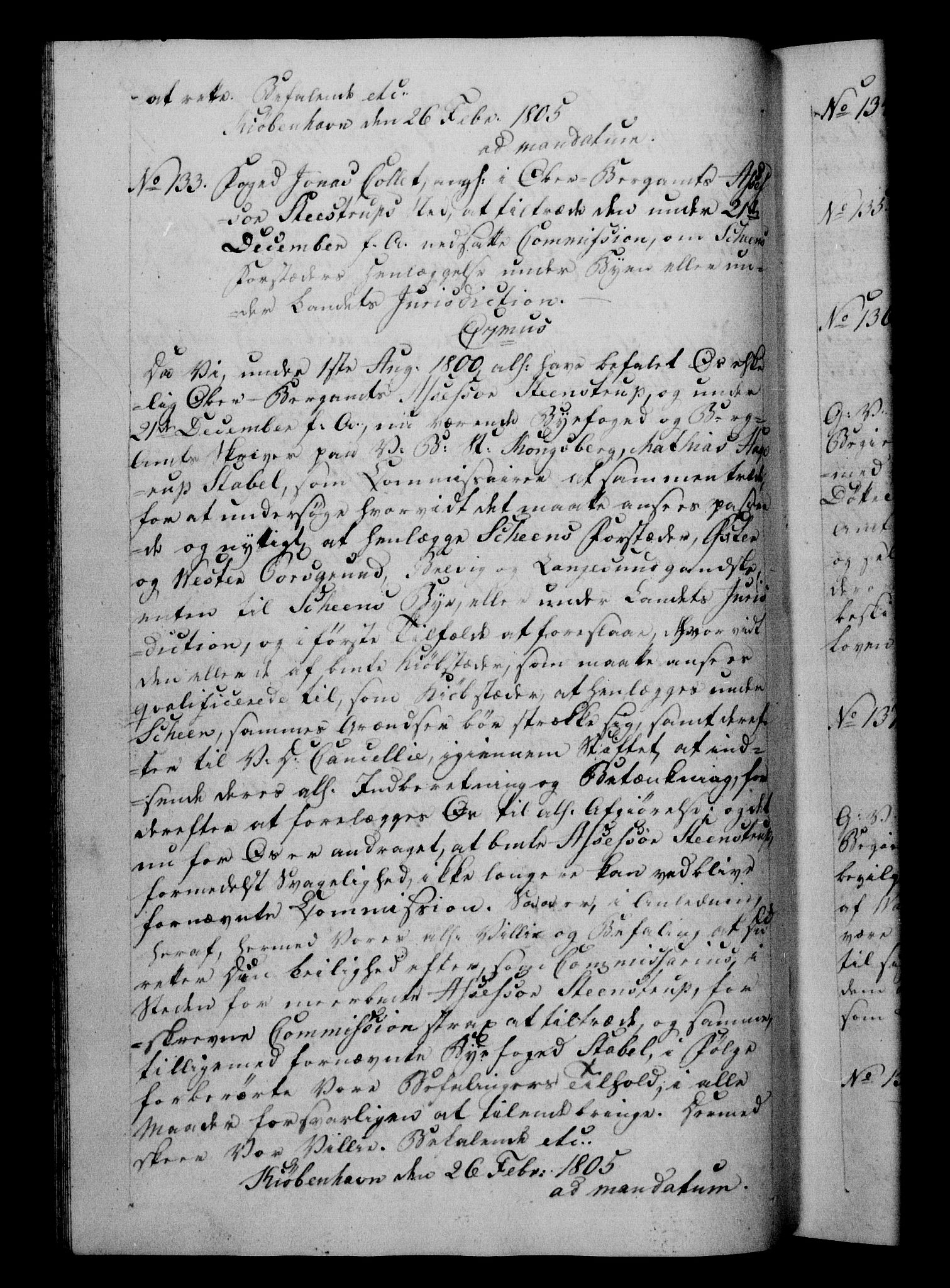 Danske Kanselli 1800-1814, RA/EA-3024/H/Hf/Hfb/Hfba/L0003: Registranter, 1805-1807, s. 29b