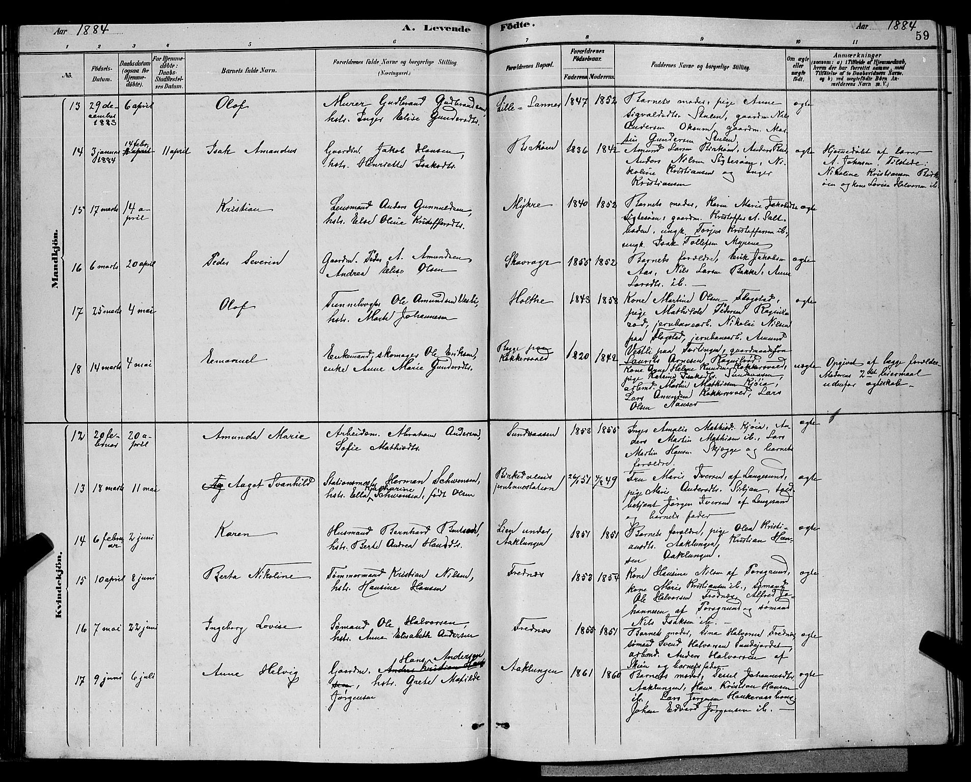 Eidanger kirkebøker, AV/SAKO-A-261/G/Ga/L0002: Klokkerbok nr. 2, 1879-1892, s. 59