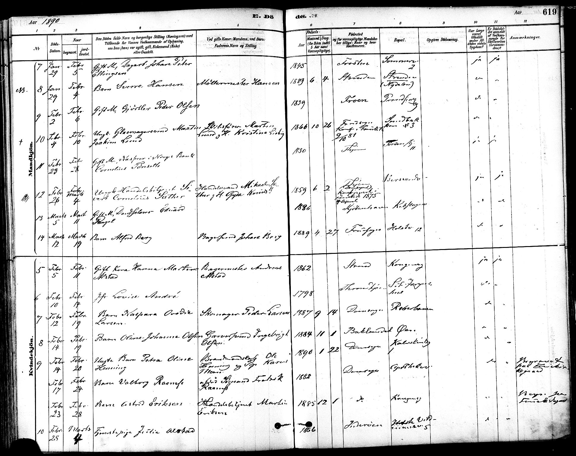 Ministerialprotokoller, klokkerbøker og fødselsregistre - Sør-Trøndelag, AV/SAT-A-1456/601/L0058: Ministerialbok nr. 601A26, 1877-1891, s. 619