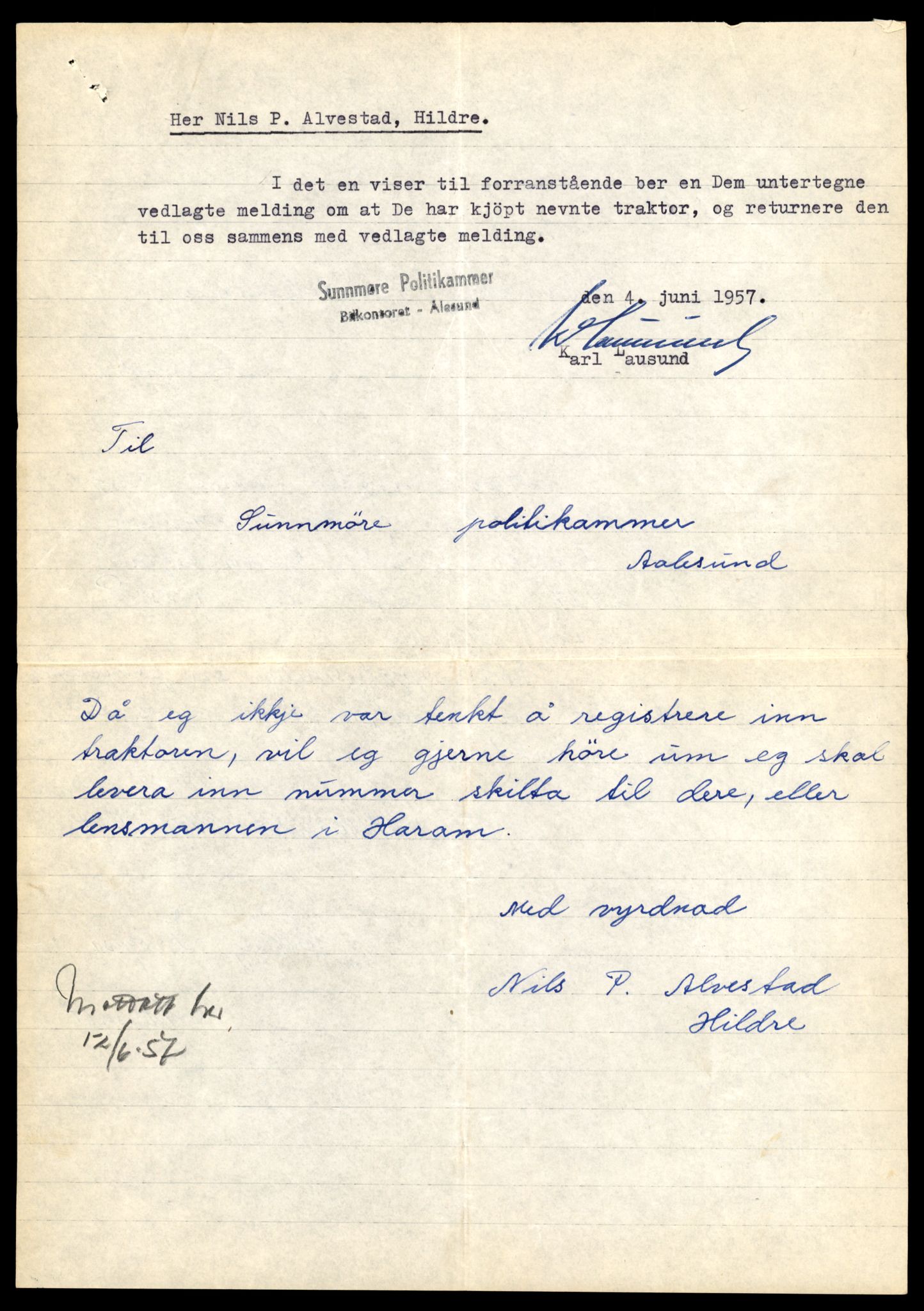 Møre og Romsdal vegkontor - Ålesund trafikkstasjon, AV/SAT-A-4099/F/Fe/L0033: Registreringskort for kjøretøy T 12151 - T 12474, 1927-1998, s. 3039